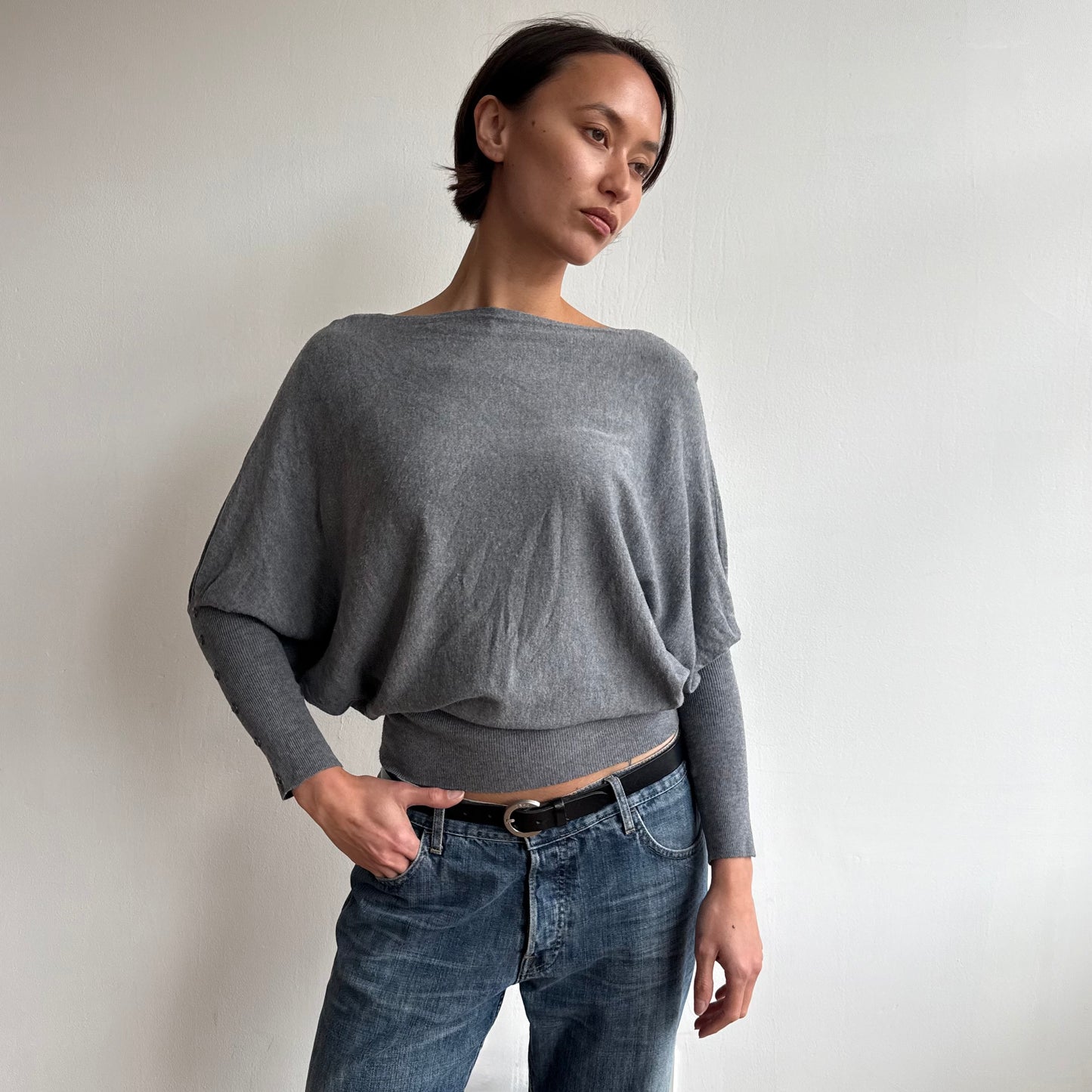 Grey batwing slouchy knit - Size S/M