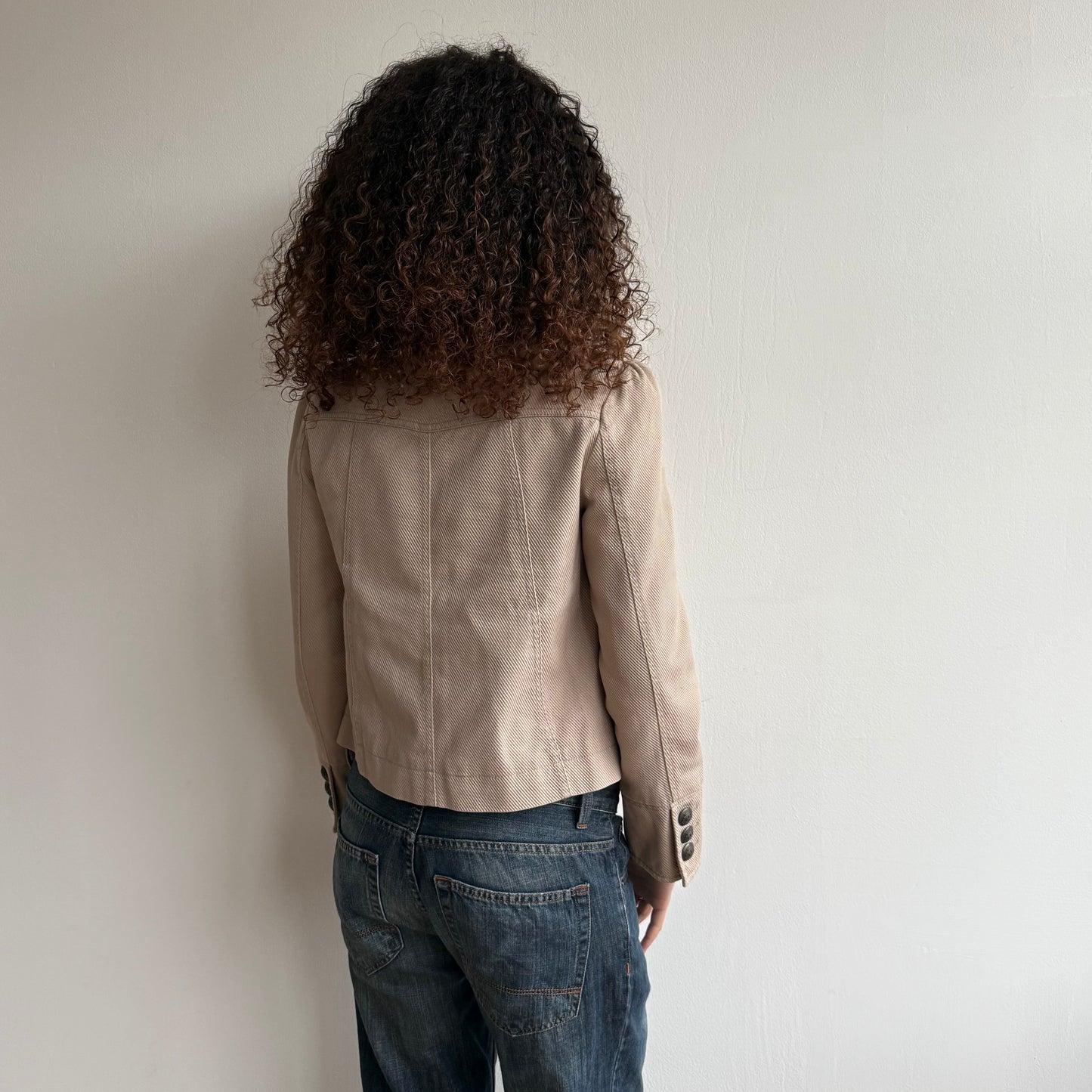 Beige corded peacoat - Size S/M