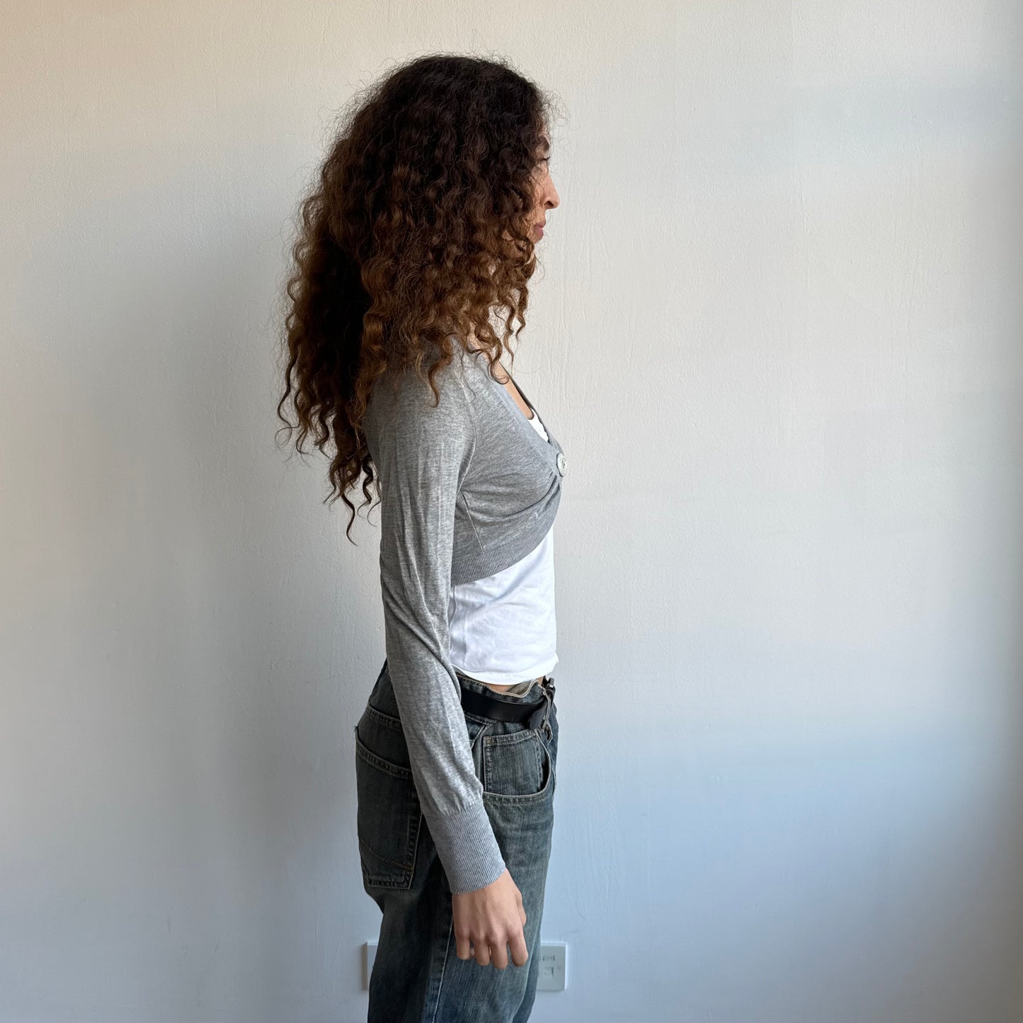 Grey button bolero cardi - Size S