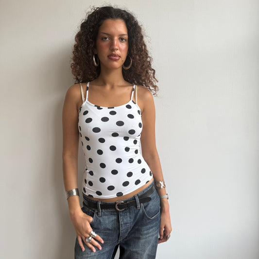 White large polka dot cami - Size S