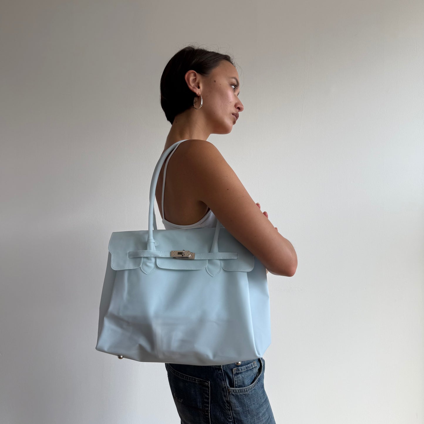 Baby blue jelly ‘firkin’ bag - One Size