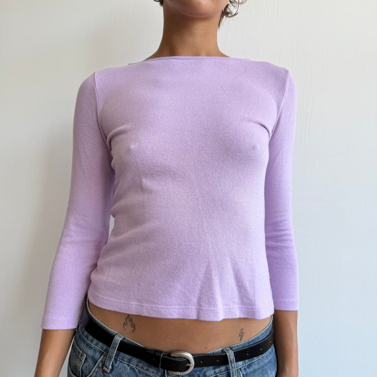 Lilac 3/4 sleeve knit top - Size S/M
