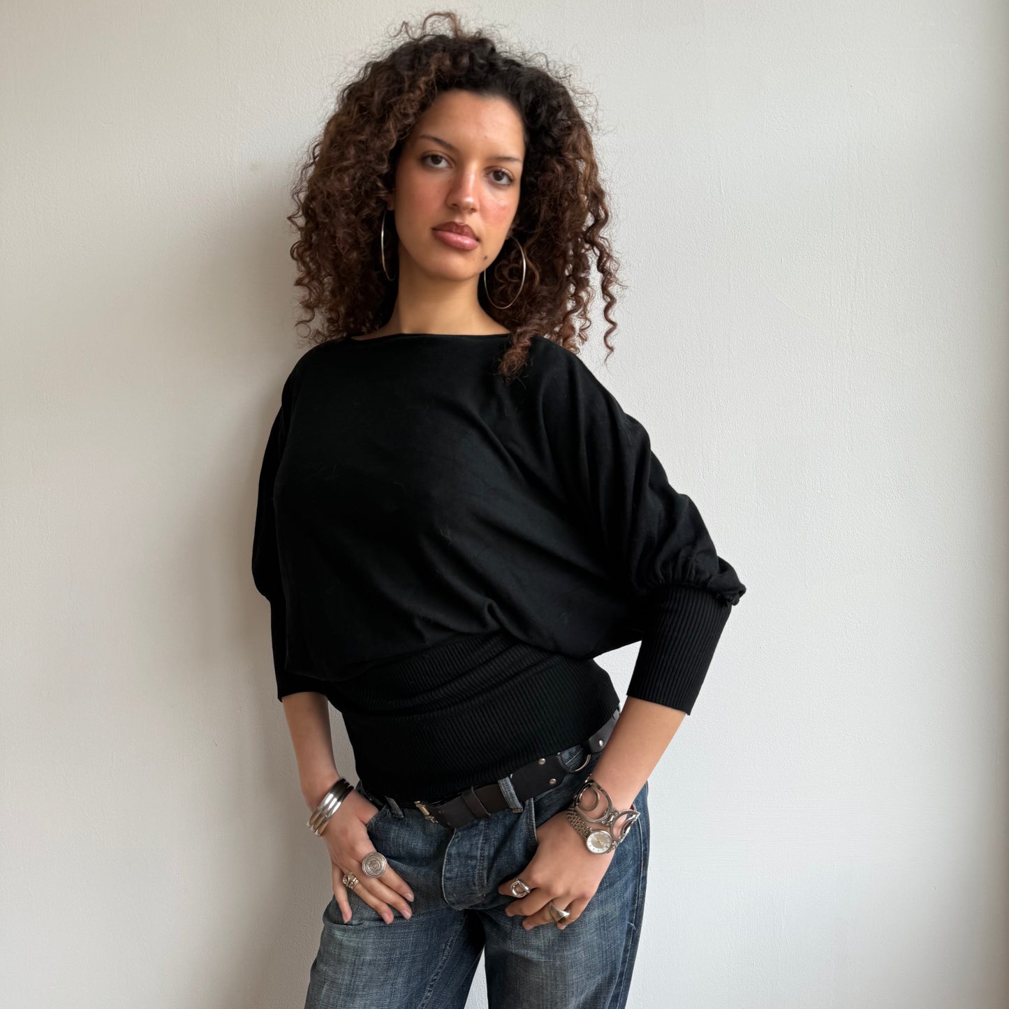 Black slouchy long knit - Size M