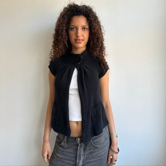 Black button neck knit - Size XS + S