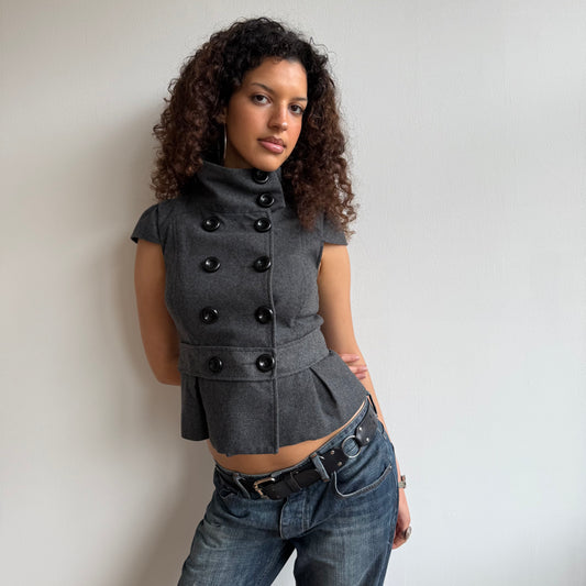 Grey short sleeve peacoat - Size S/M