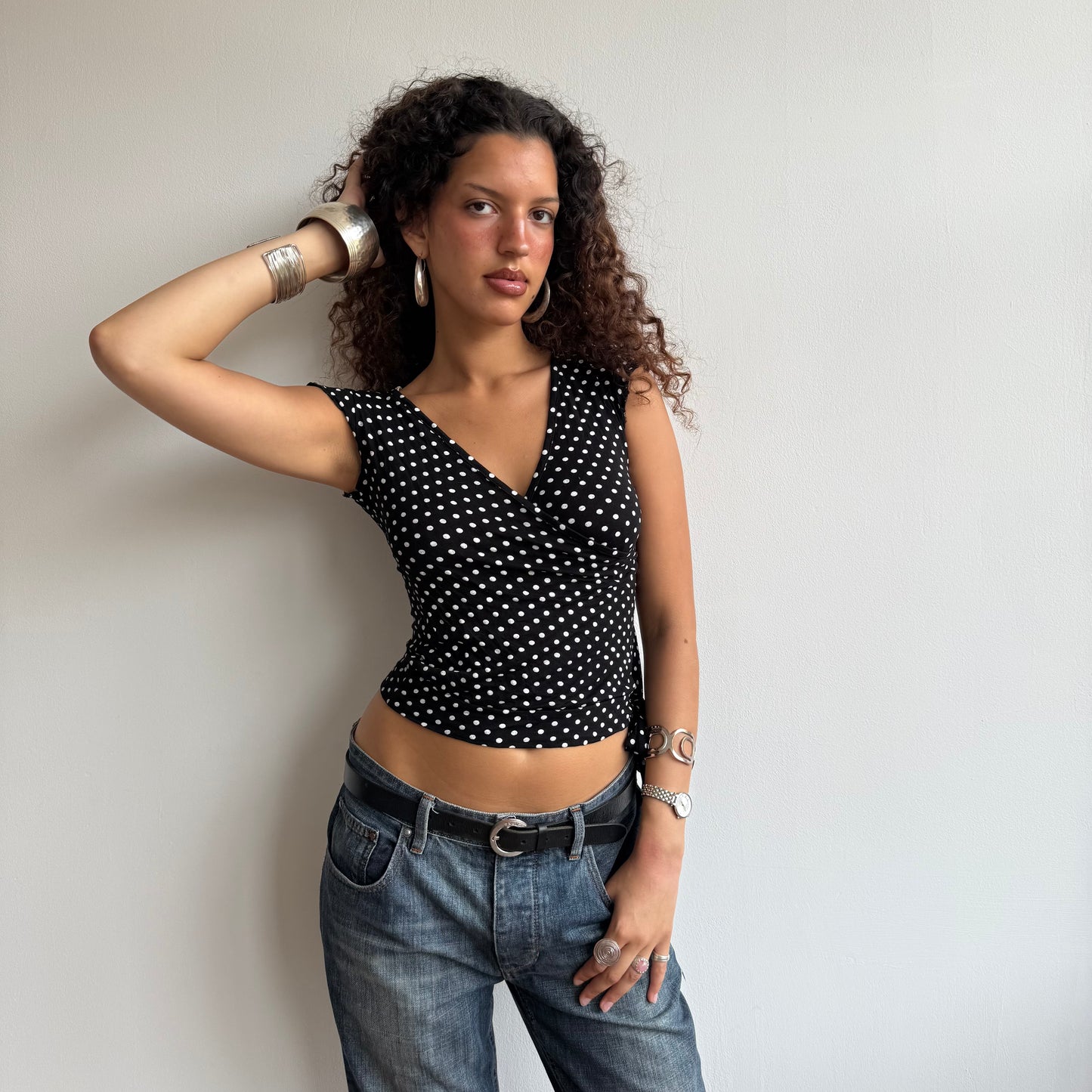 Polka dot wrap top - Size S
