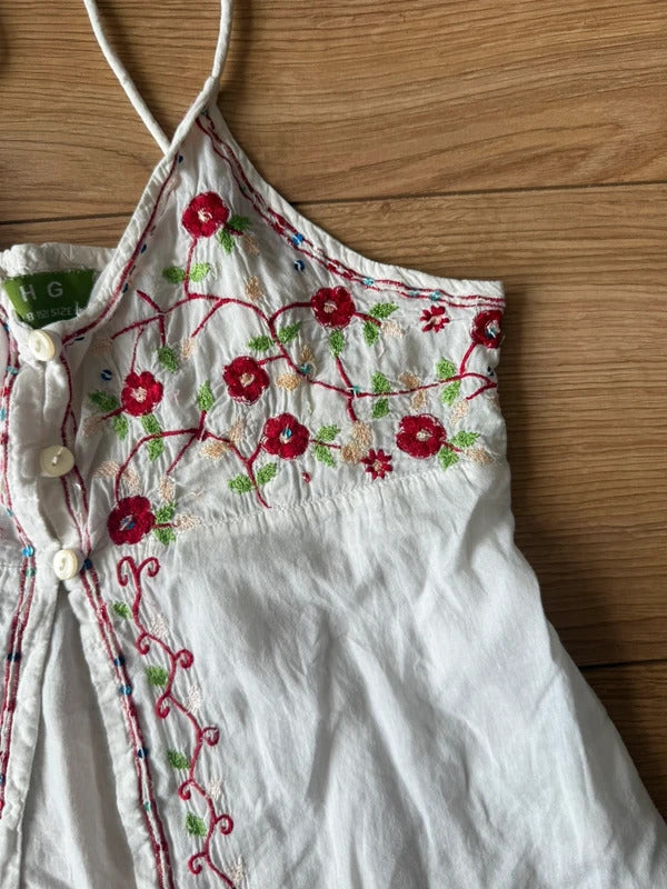 White embroided open front cami - Size XS