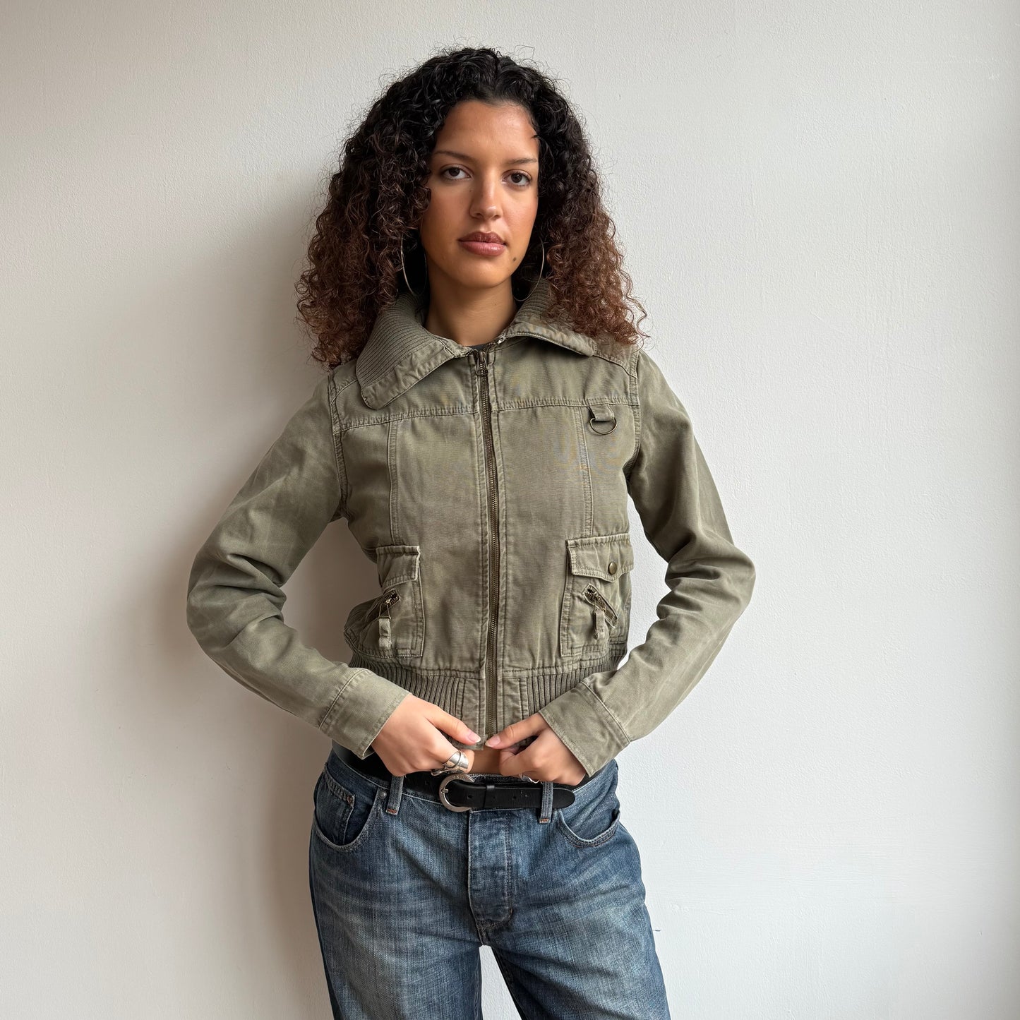 Khaki cargo bomber jacket - Size M