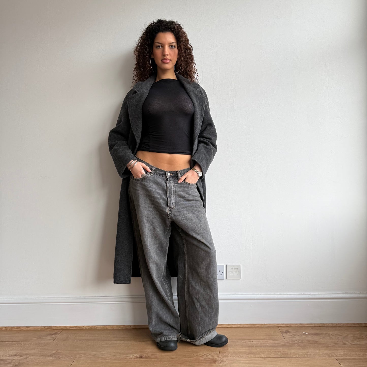 Grey wool overcoat - Size M