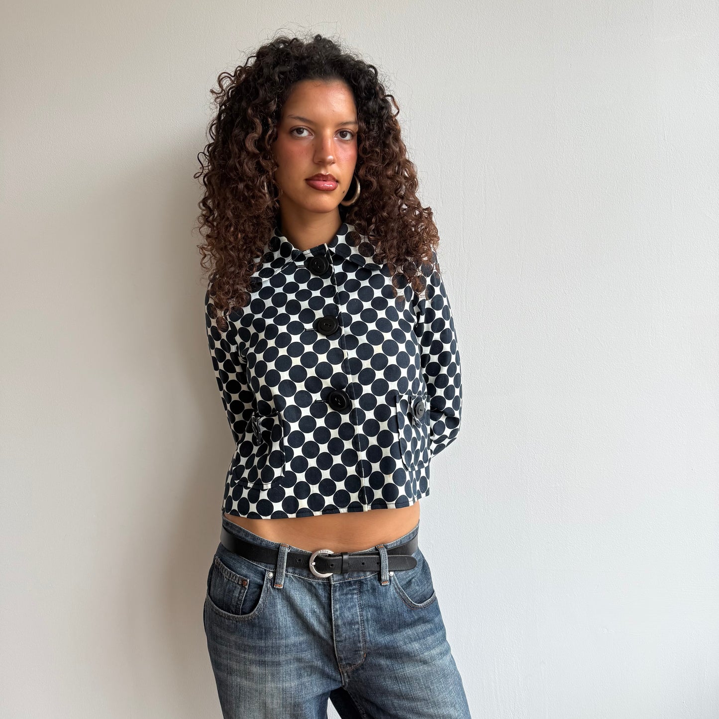 Polka dot long sleeve peacoat - Size S