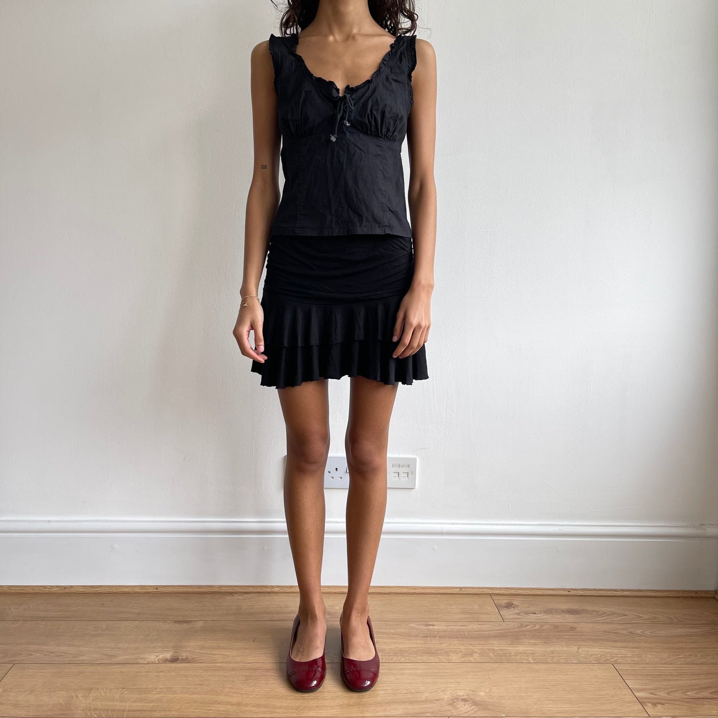 Black milkmaid top - Size S