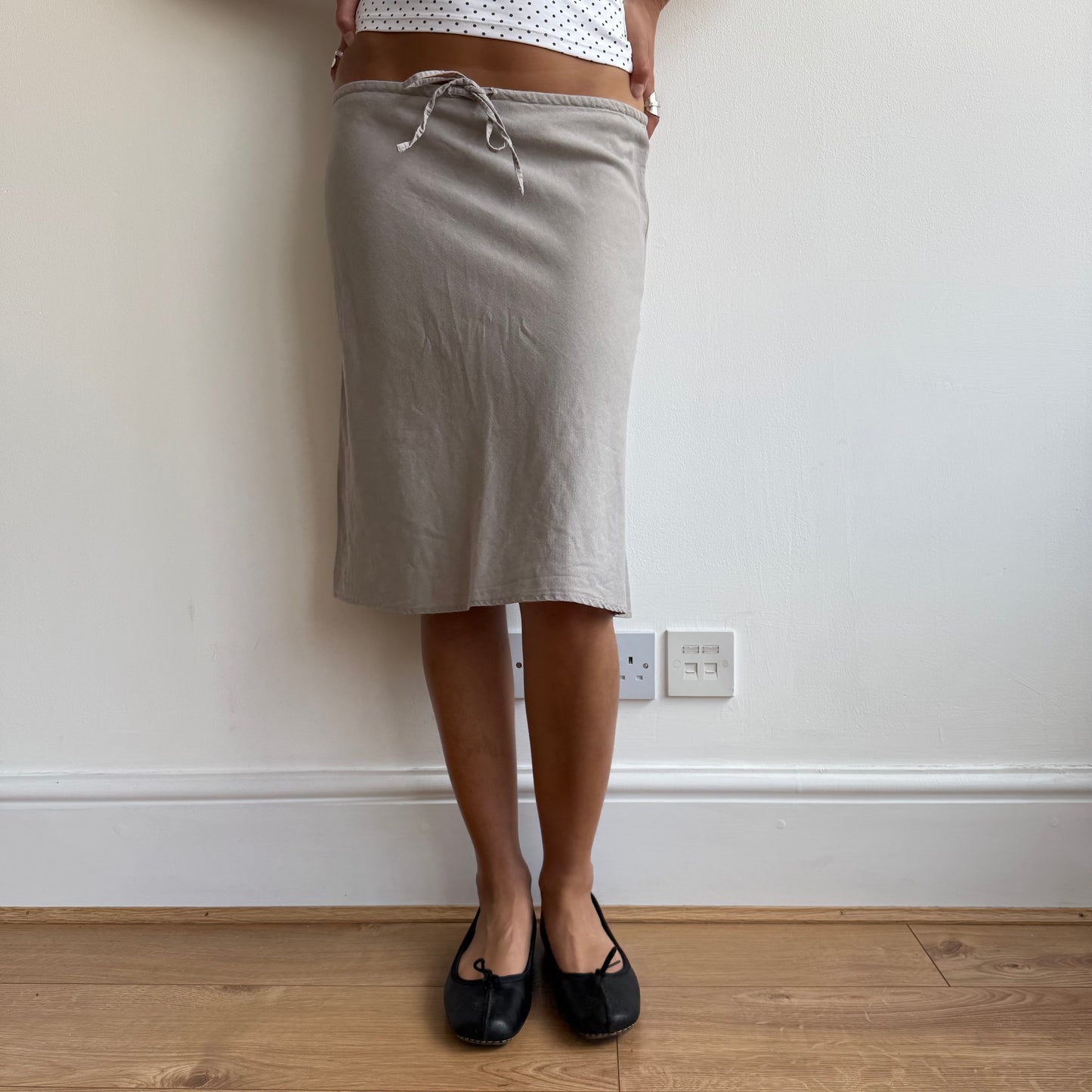 Taupe linen midi skirt - Size S