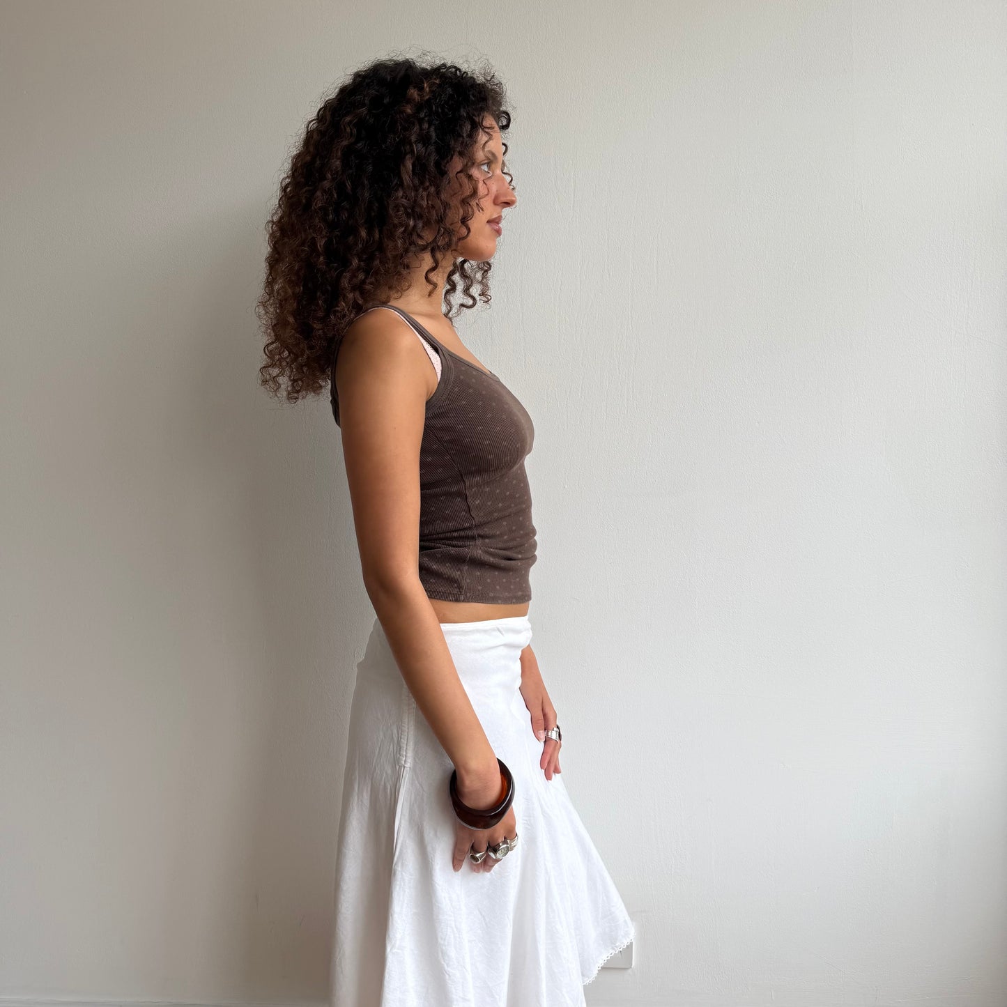 Brown polka dot cami - Size S