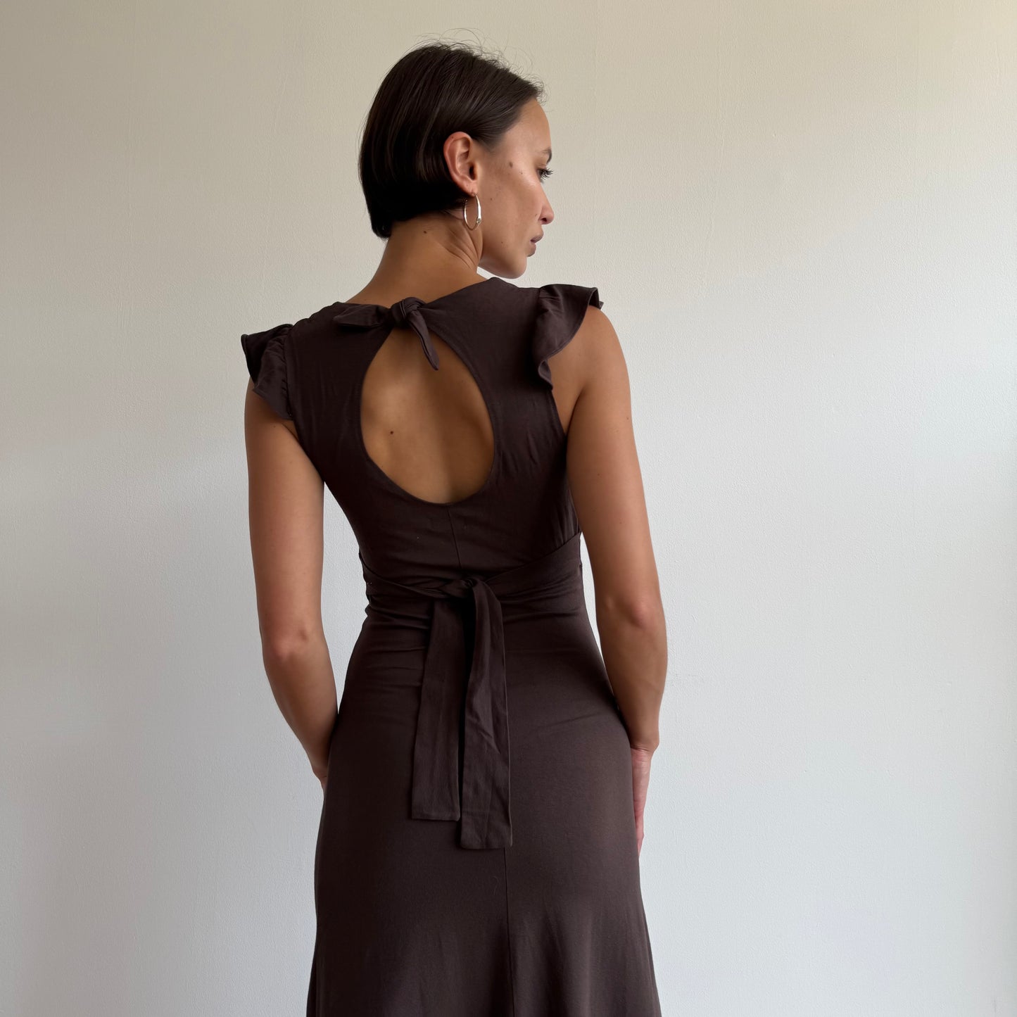 Brown keyhole midi dress - Size S