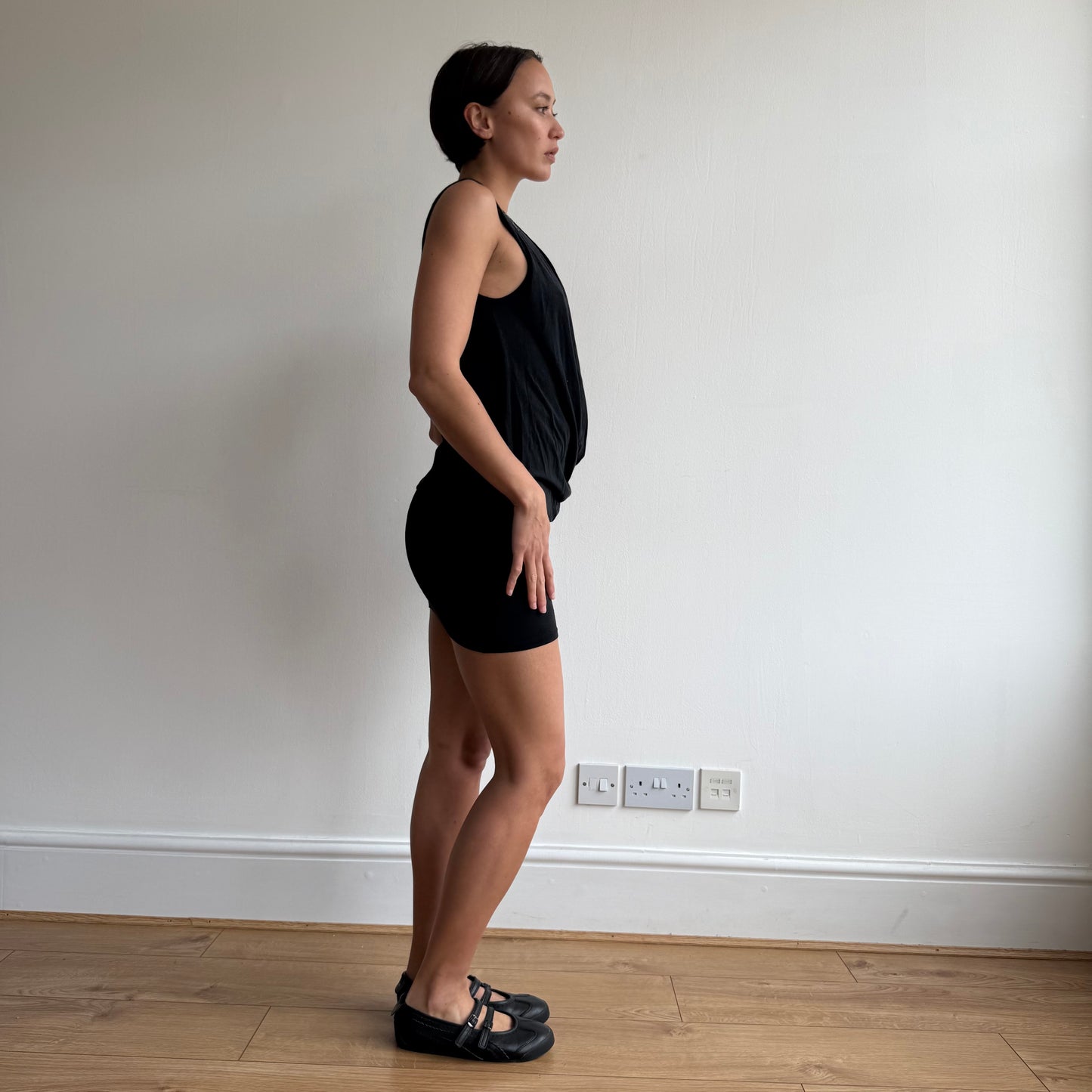 Black Morgan ruched cowl midi dress - Size S/M