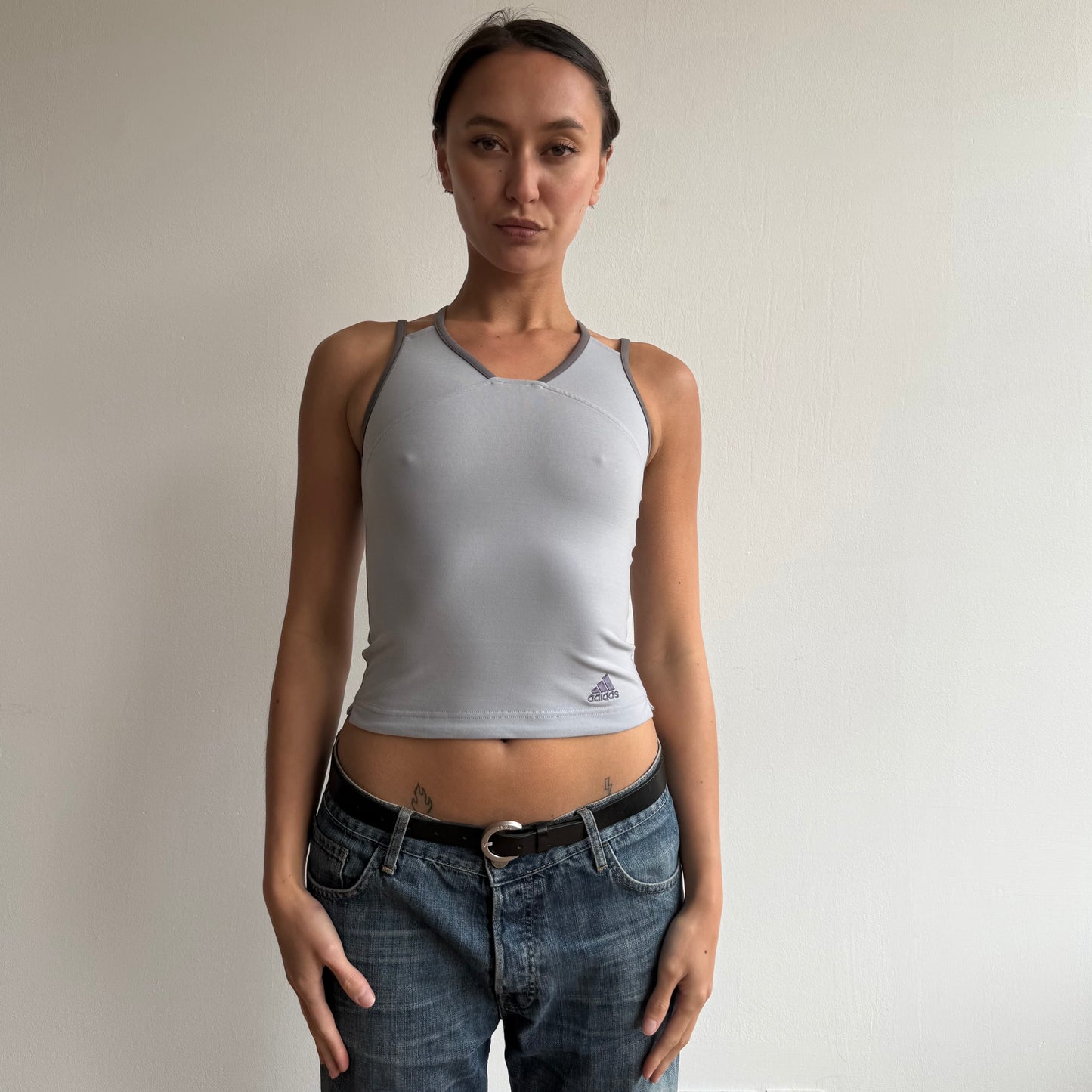 Grey Adidas racer back top - Size XS