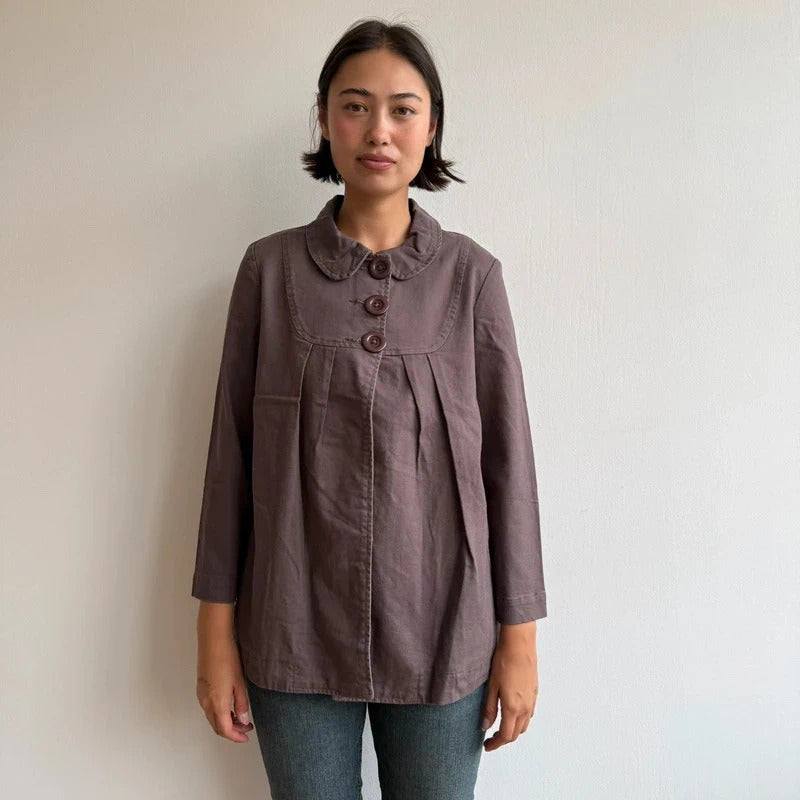 Brown long length peacoat - Size M