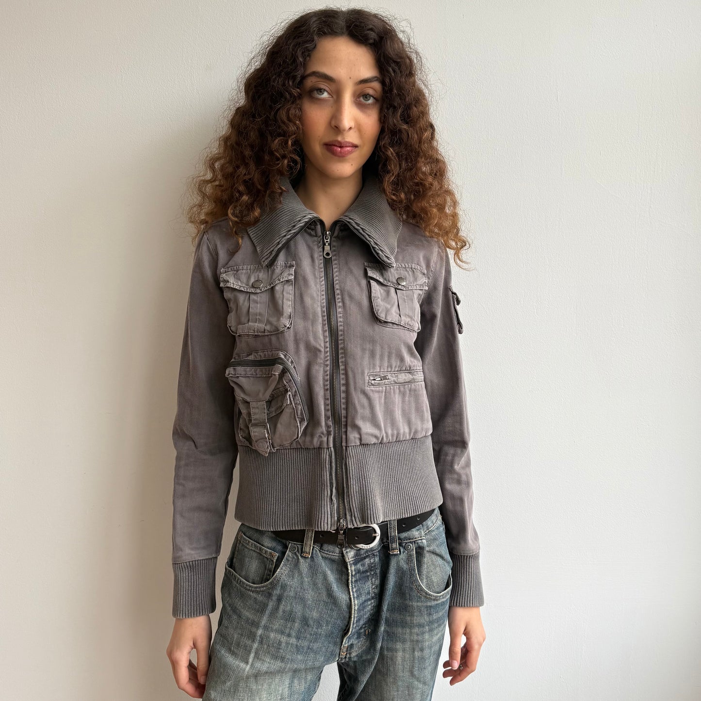 Grey cargo pocket bomber - Size M