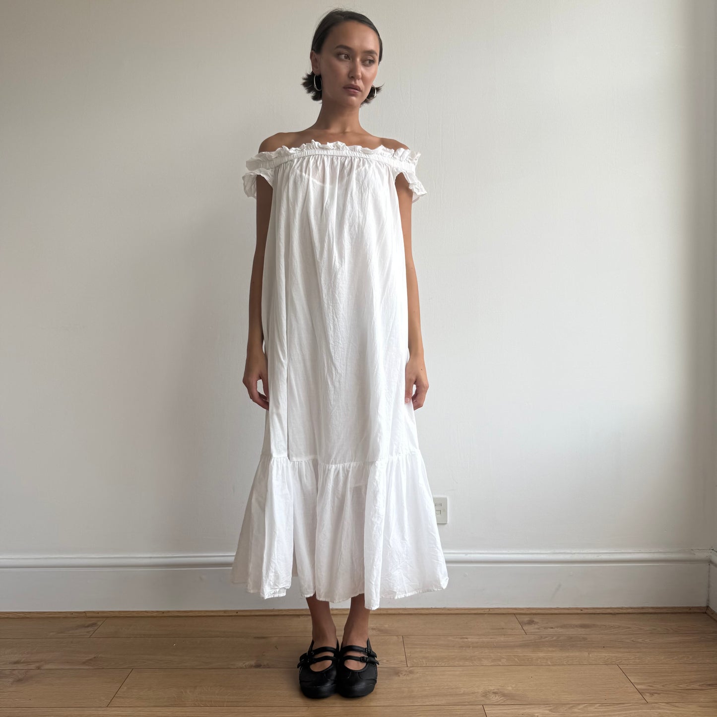 White ruffle milkmaid maxi dress - Size M