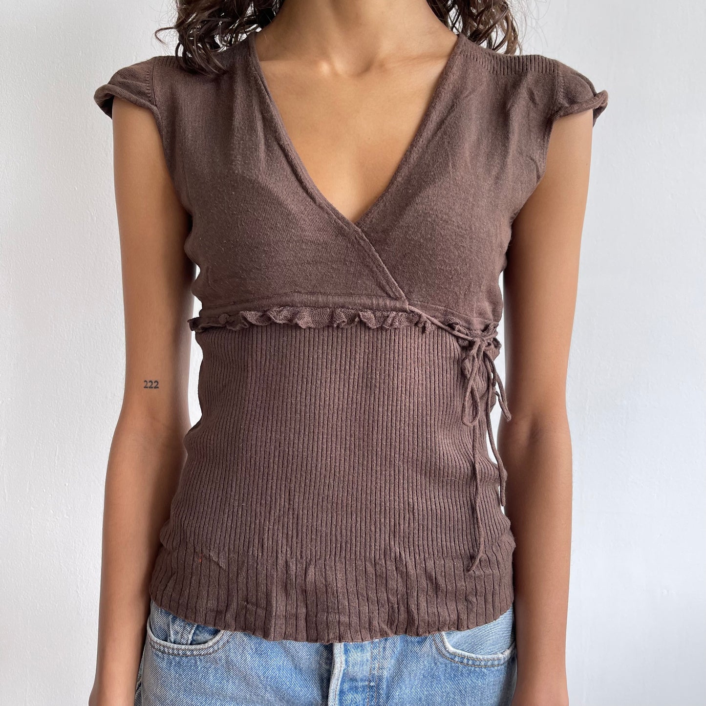 Brown knit t-shirt - Size S