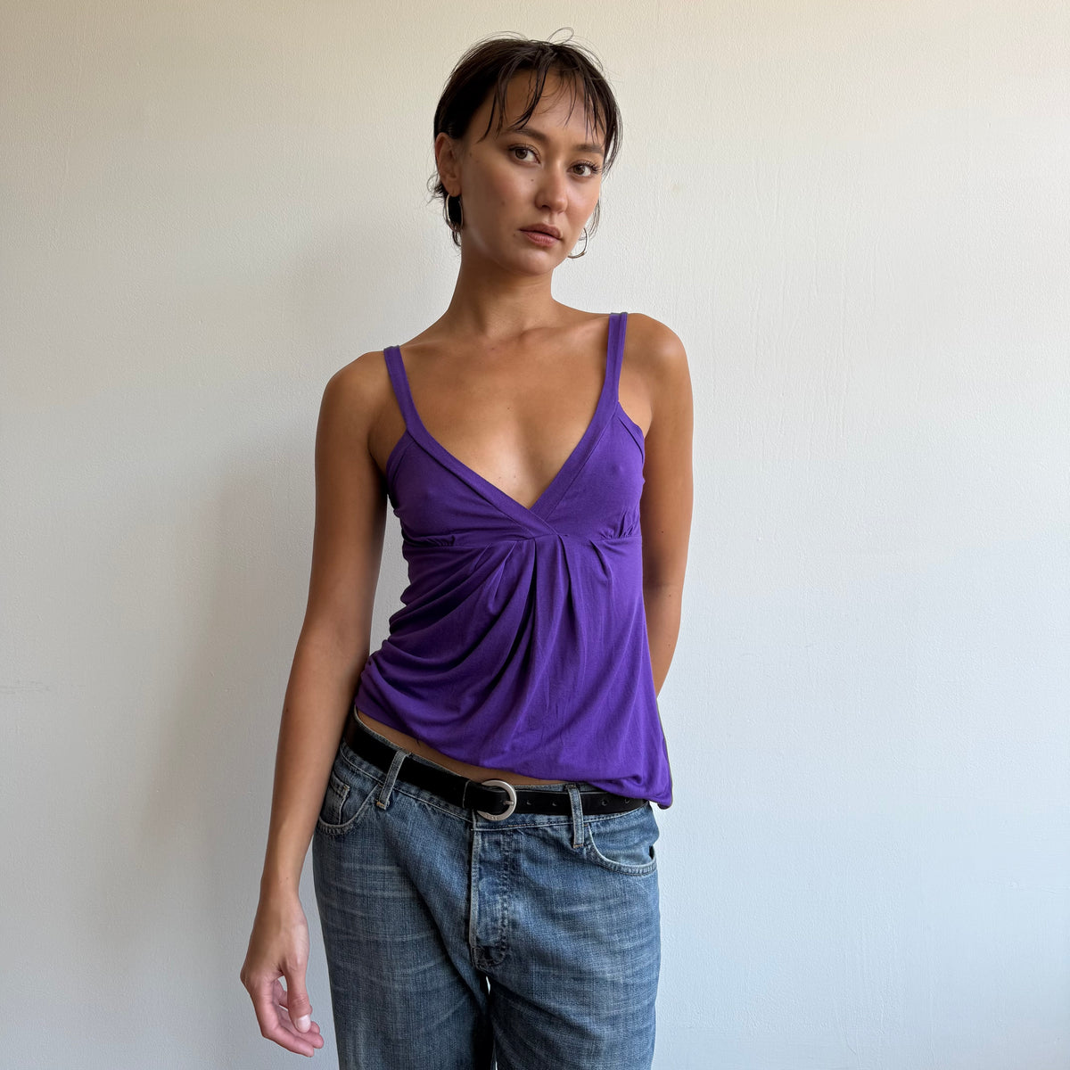 Purple v-neck top - Size S/M