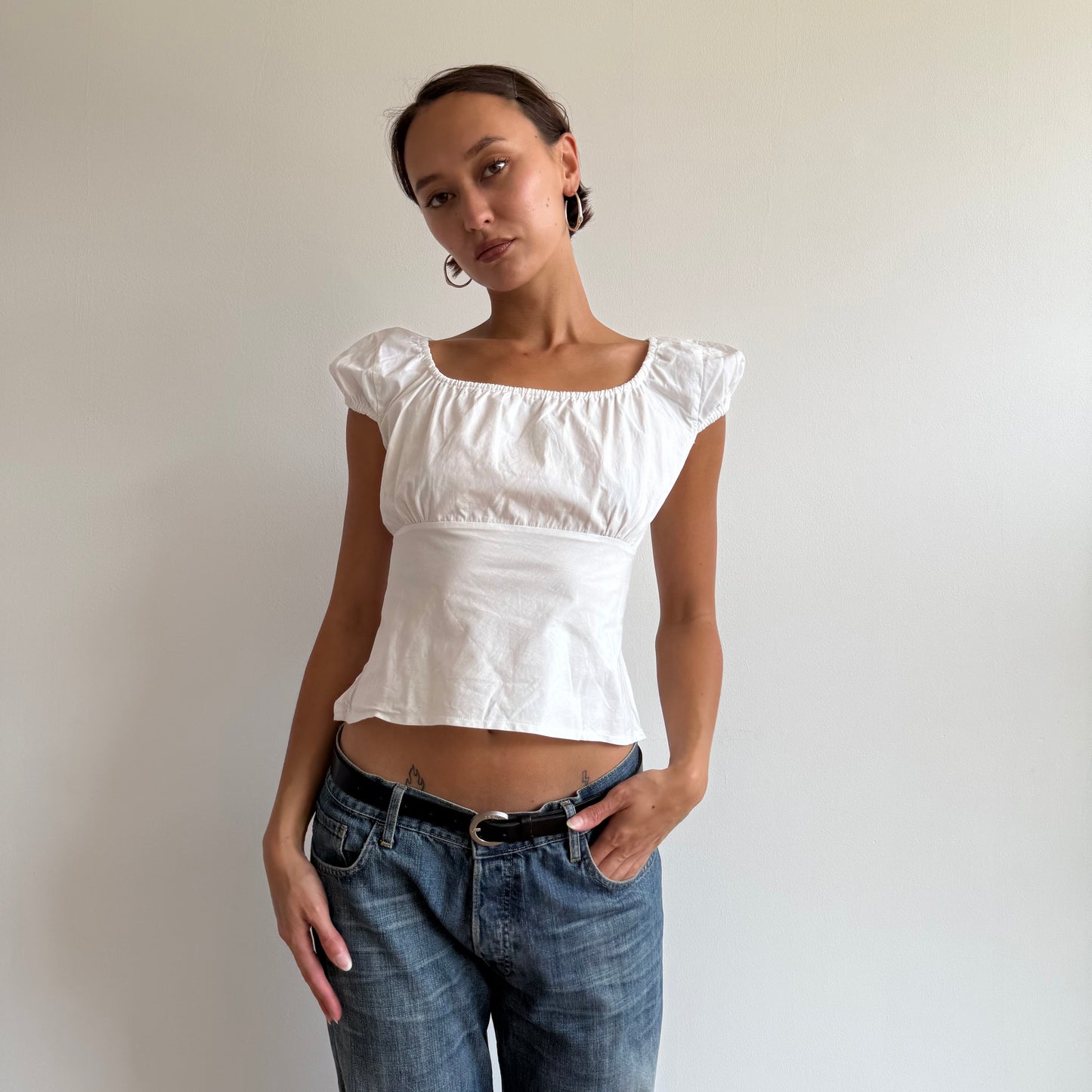 White backless milkmaid top - Size S/M