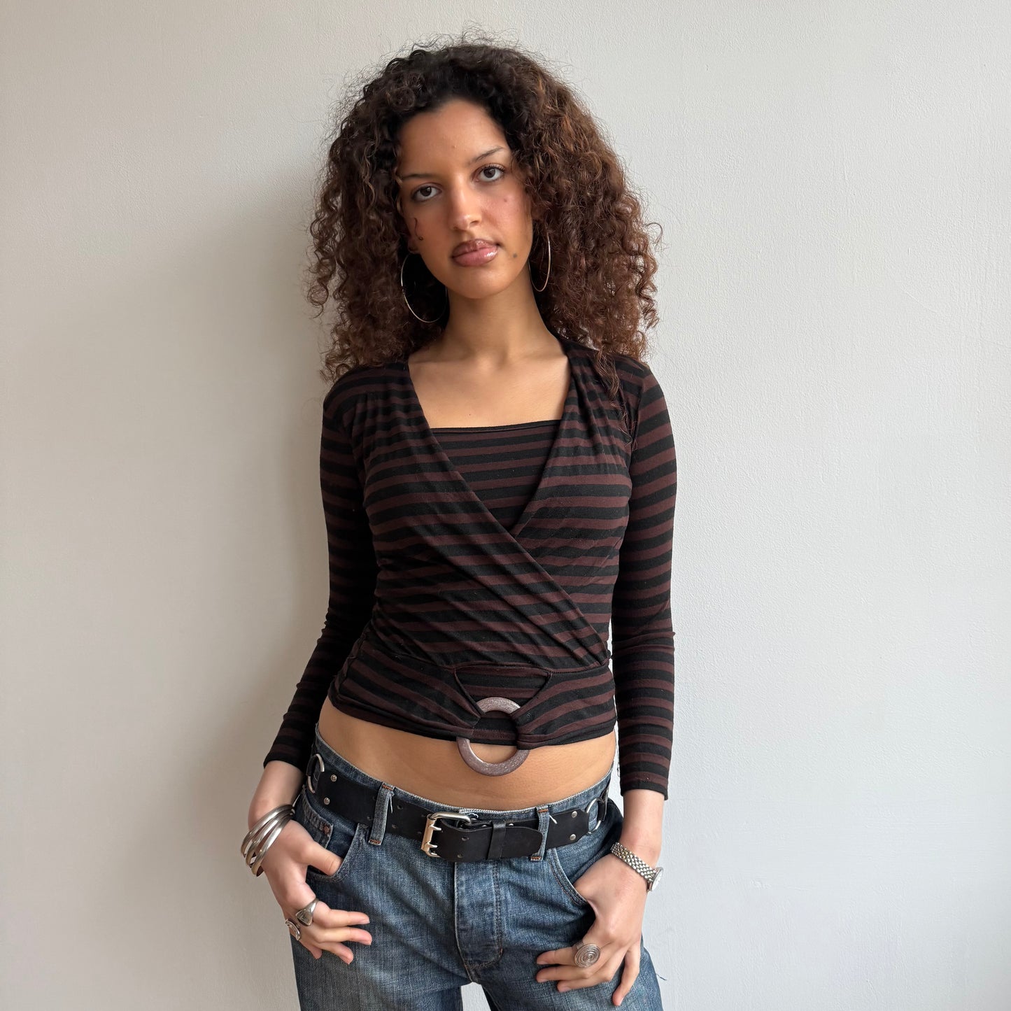 Brown stripe O-ring top - Size S/M