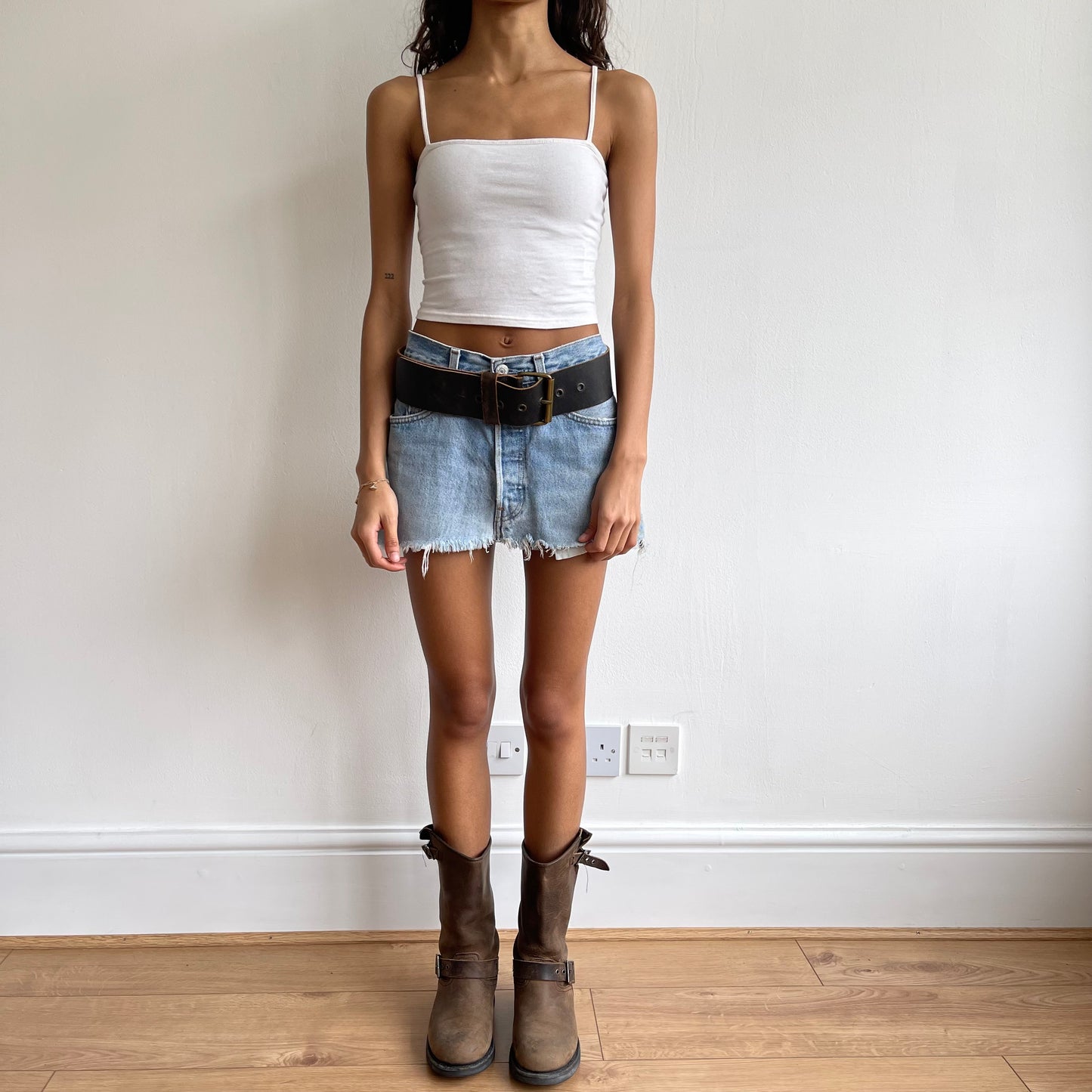 Brown leather belt - OS