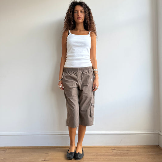 Brown Adidas logo capris - Size S