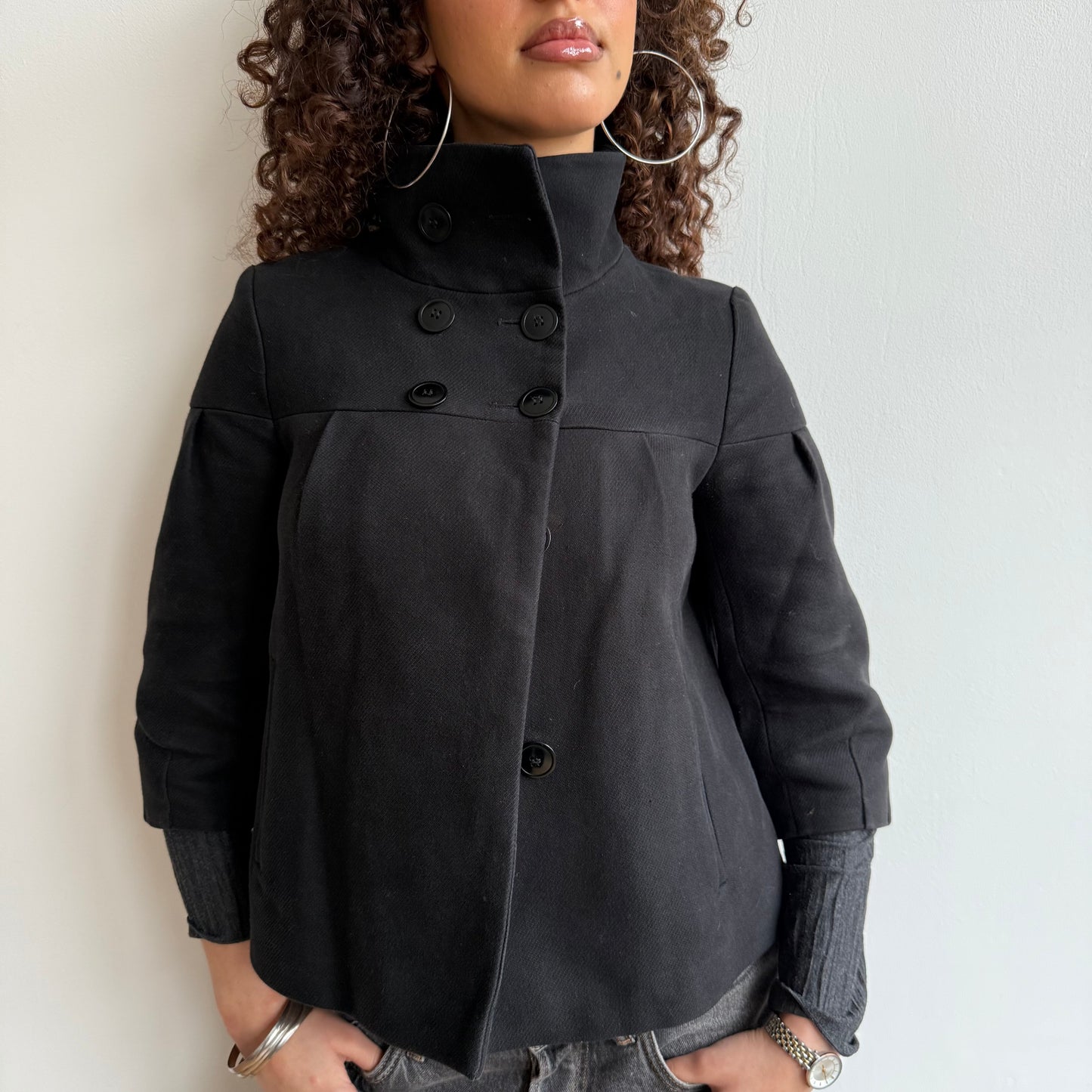 Black suiting peacoat - Size S