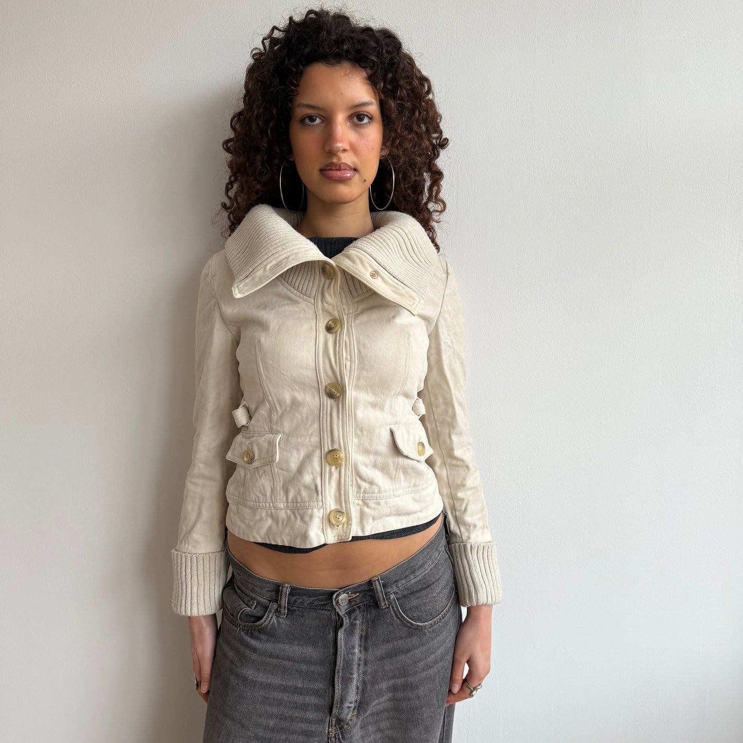 Cream button up jacket - Size S