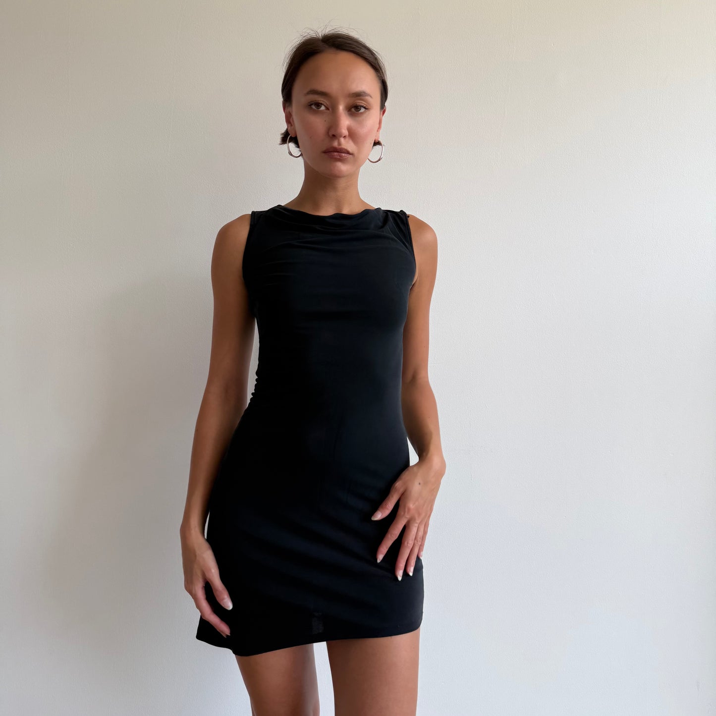 Black asymmetric 90s dress - Size XS
