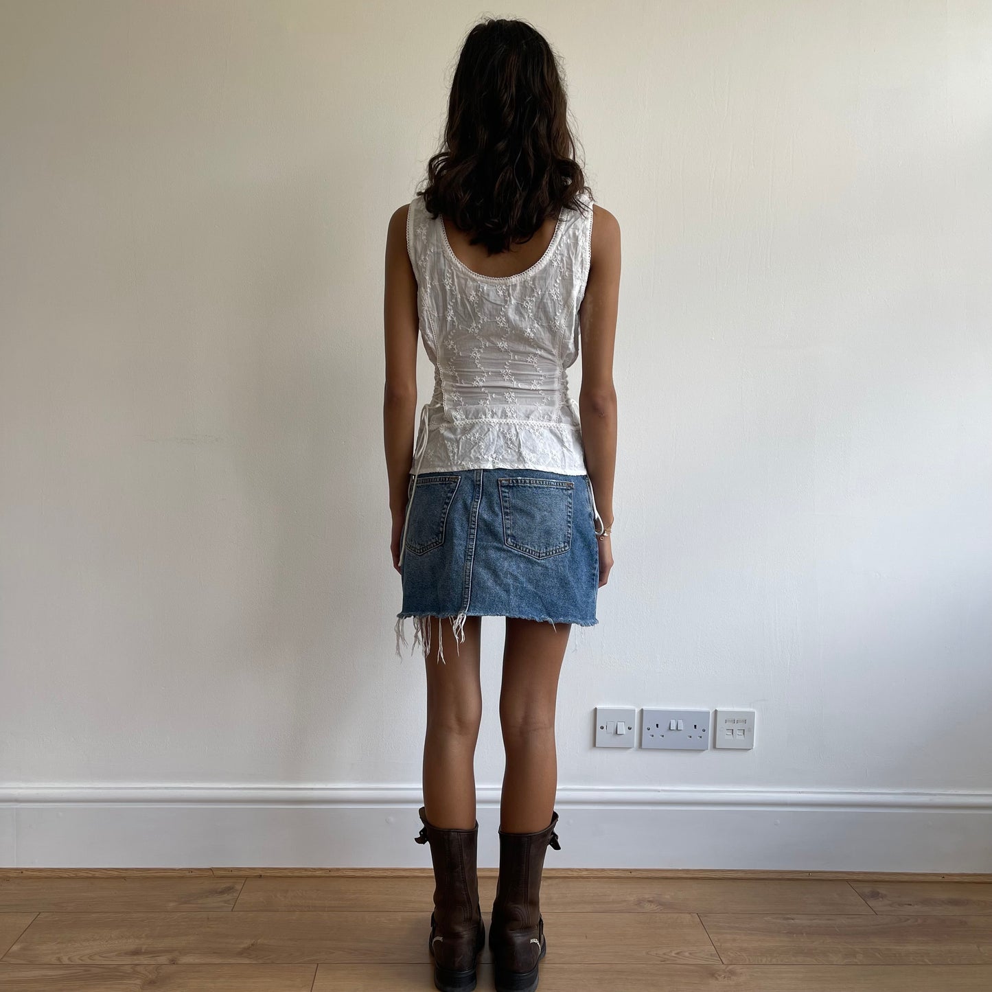 White tie side milkmaid top - Size XS/S