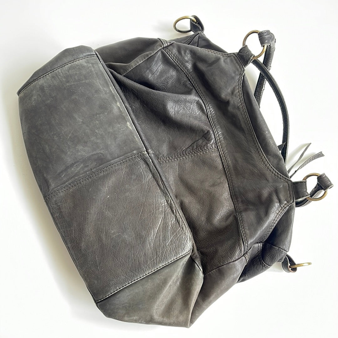 Large leather boho bag - OS