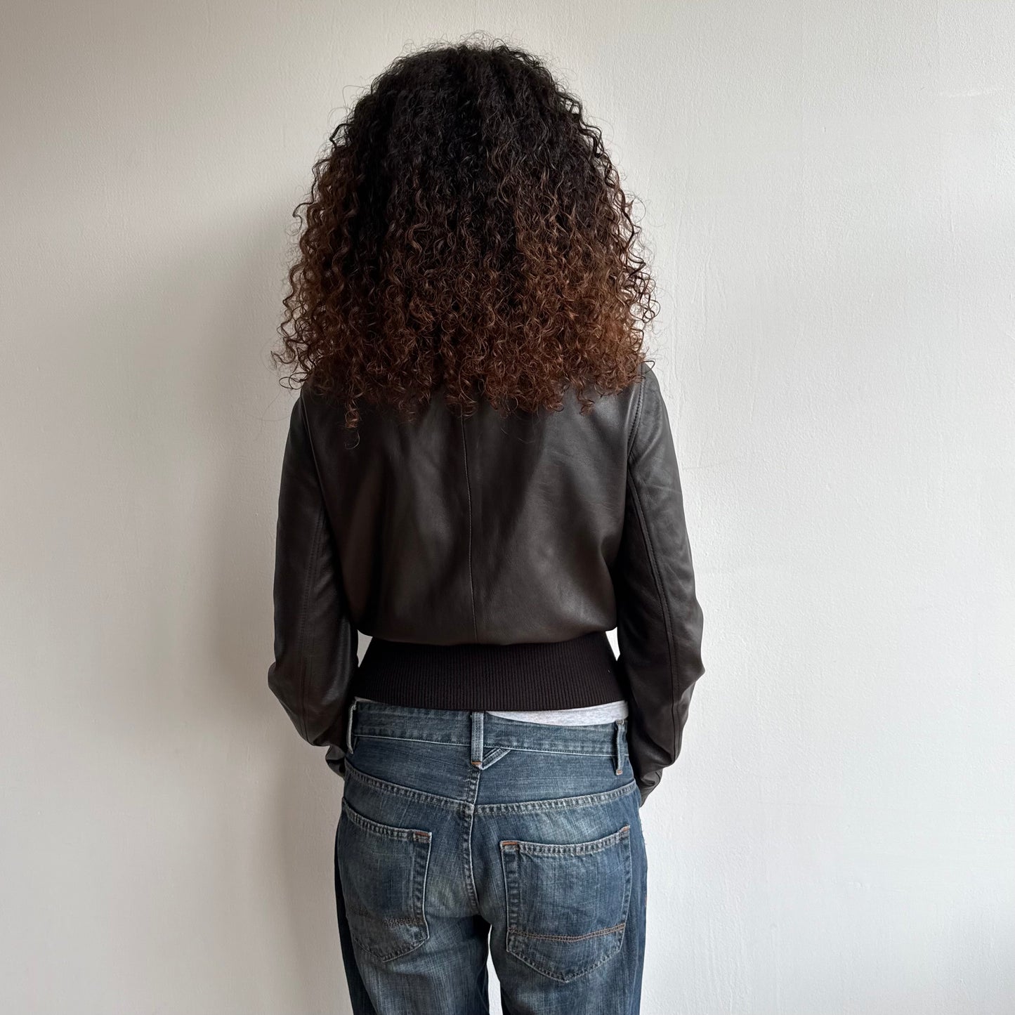 Soft leather brown buckle bomber - Size M