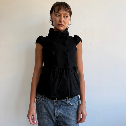 Black double breasted short sleeve peacoat - Size M