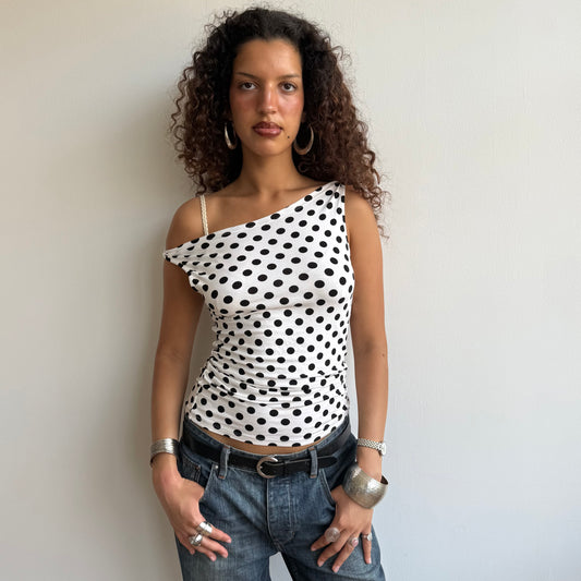 White polka dot top - Size M