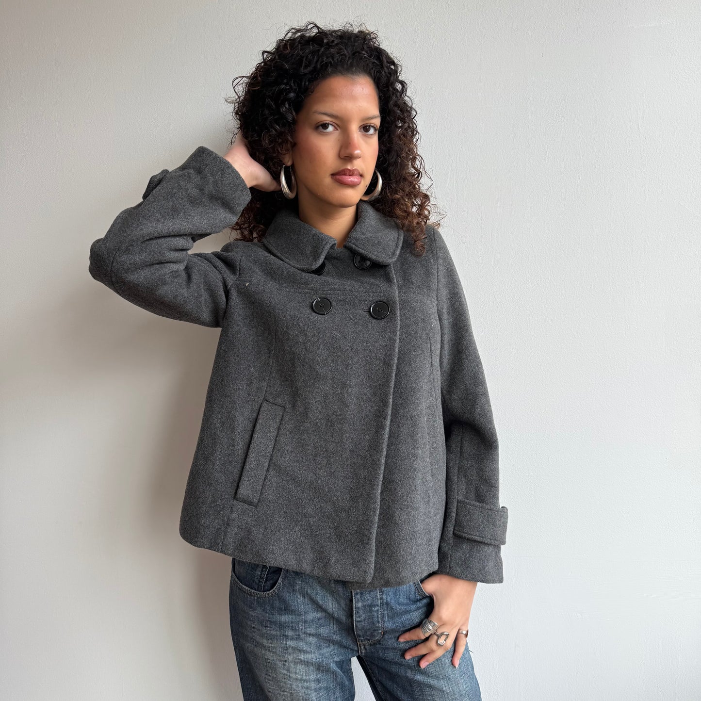 Grey wool peacoat - Size M