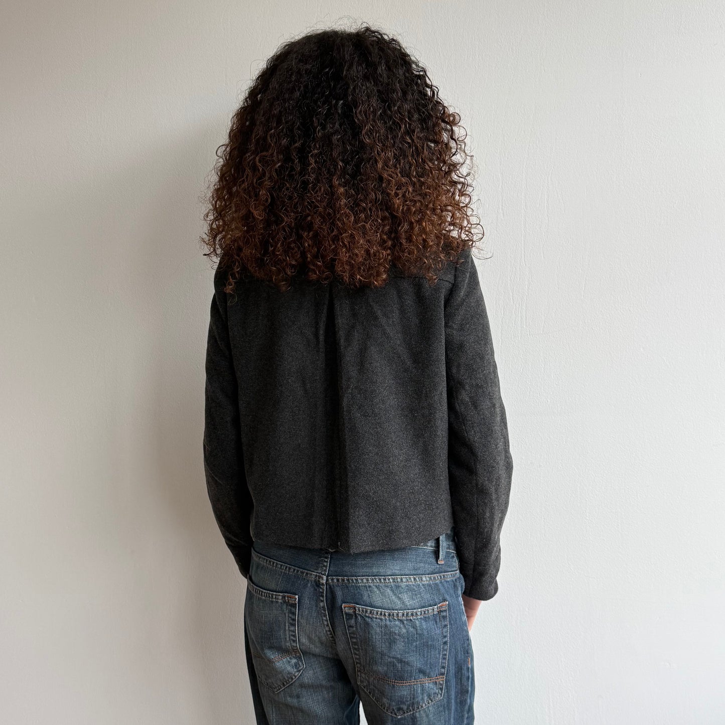 Charcoal double breasted peacoat - Size S