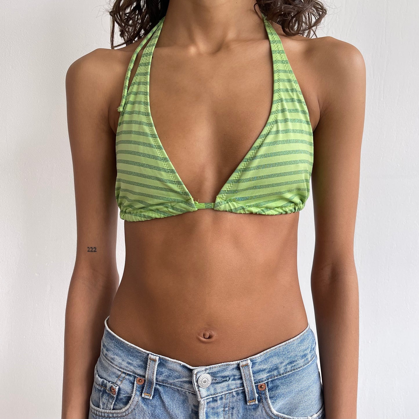 Green stripe bikini - Size M