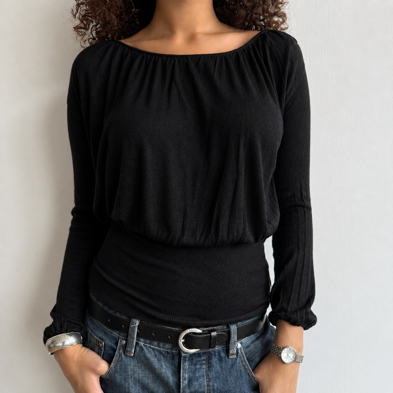 Black slouchy keyhole knit - Size S