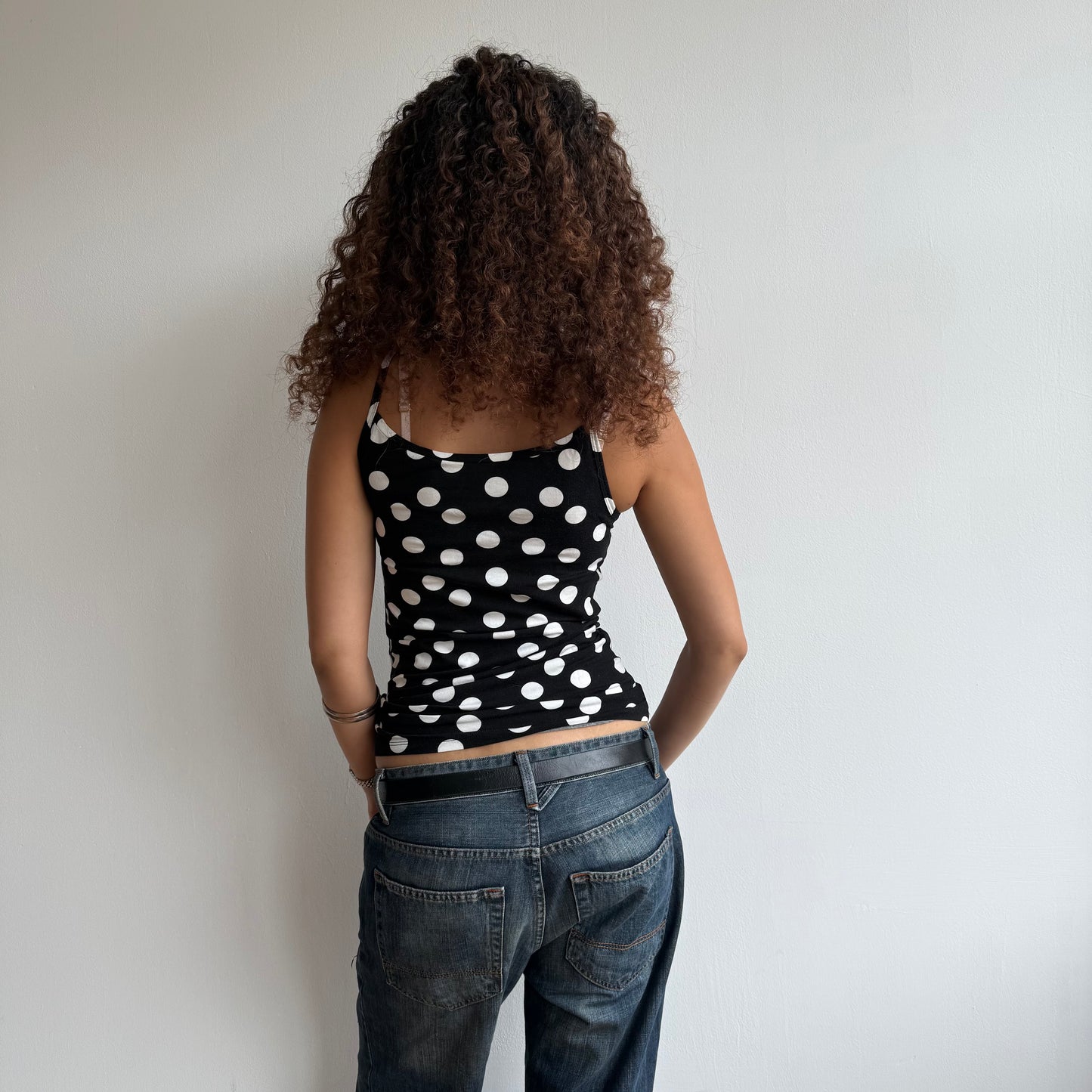 Black polka dot cami - Size S/M
