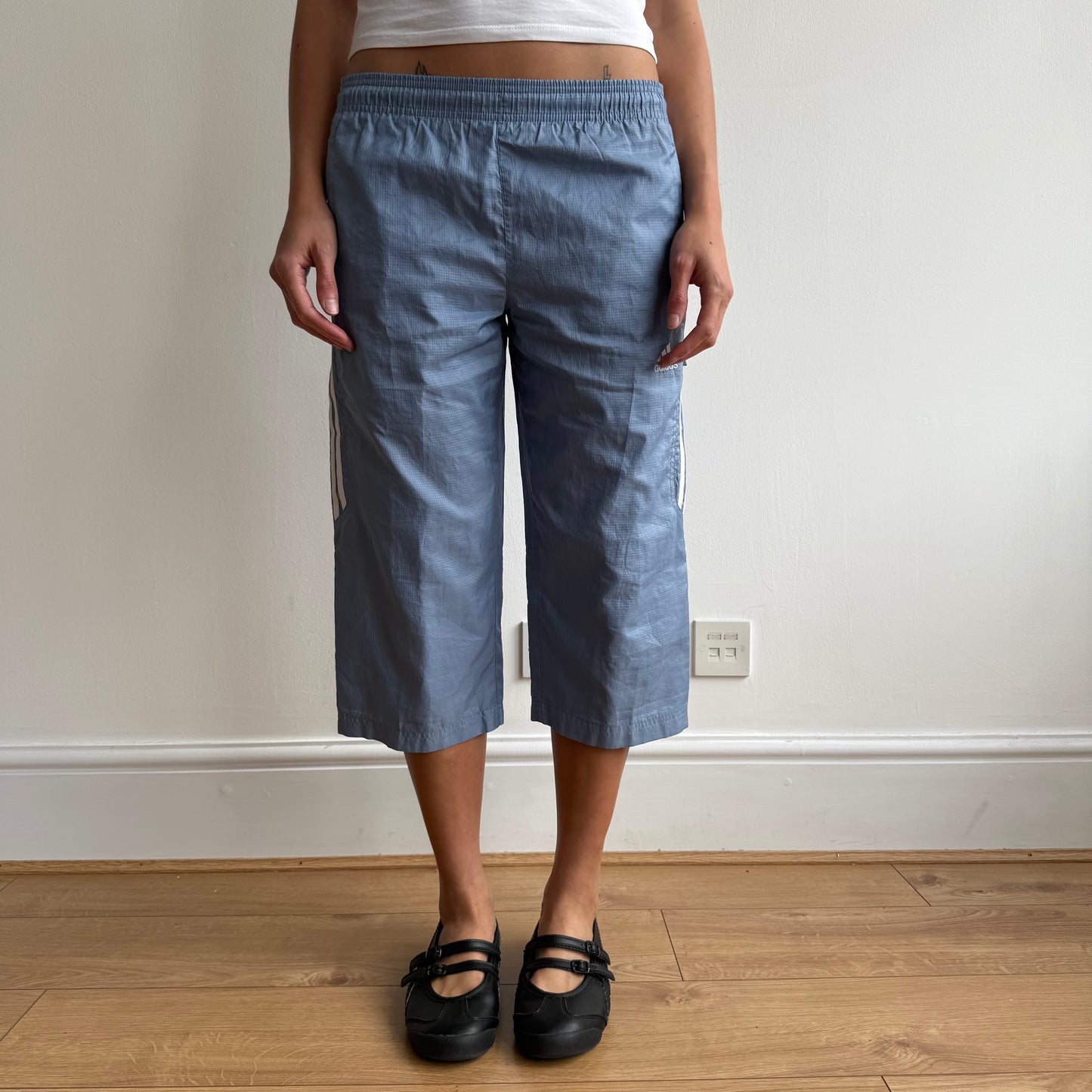 Blue Adidas grid cargo capris - Size S
