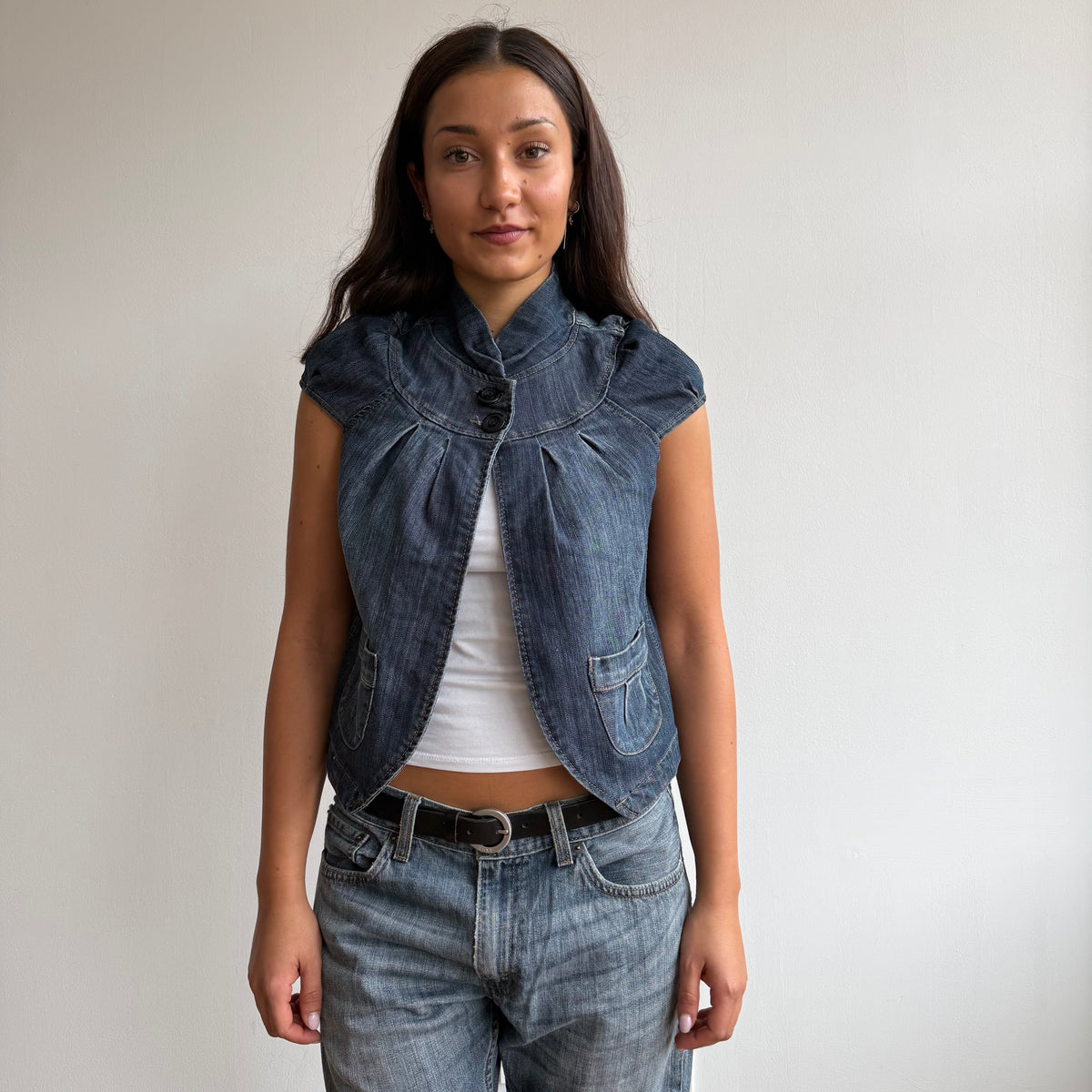Denim short sleeve peacoat - Size S