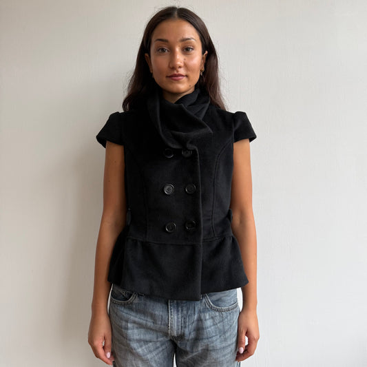 Black short sleeve peacoat - Size M