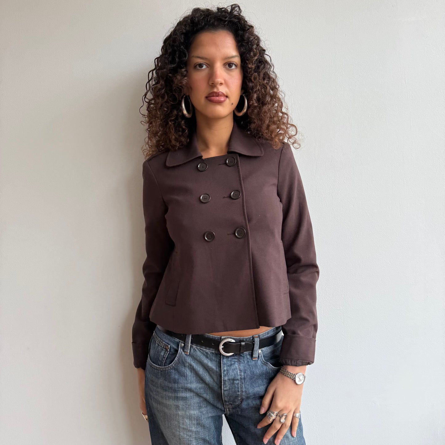 Brown double breasted peacoat - Size S