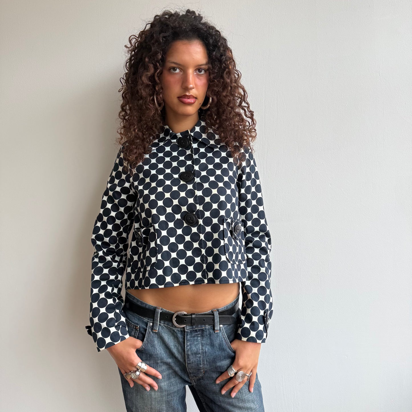 Polka dot long sleeve peacoat - Size S