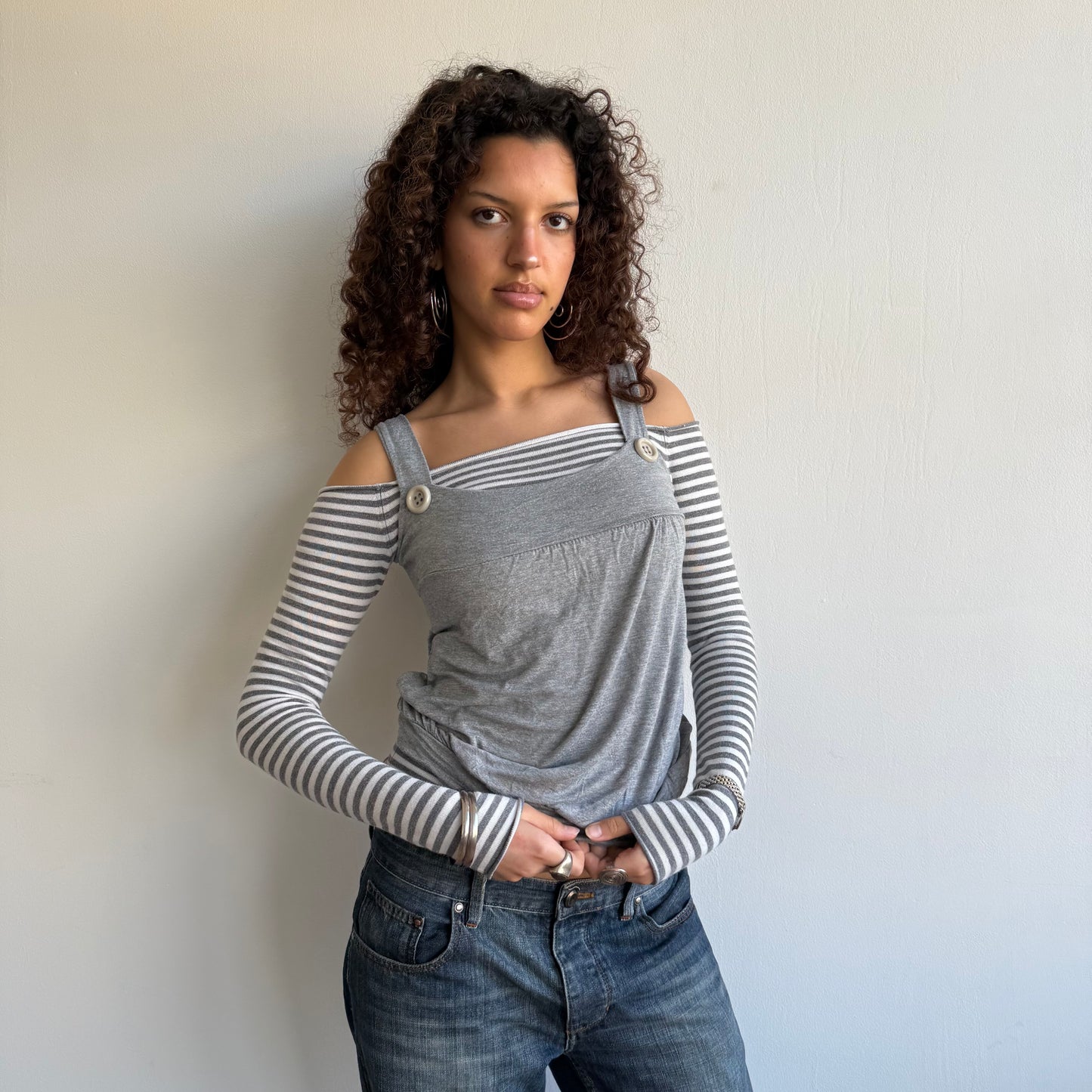 Grey button cami - Size S