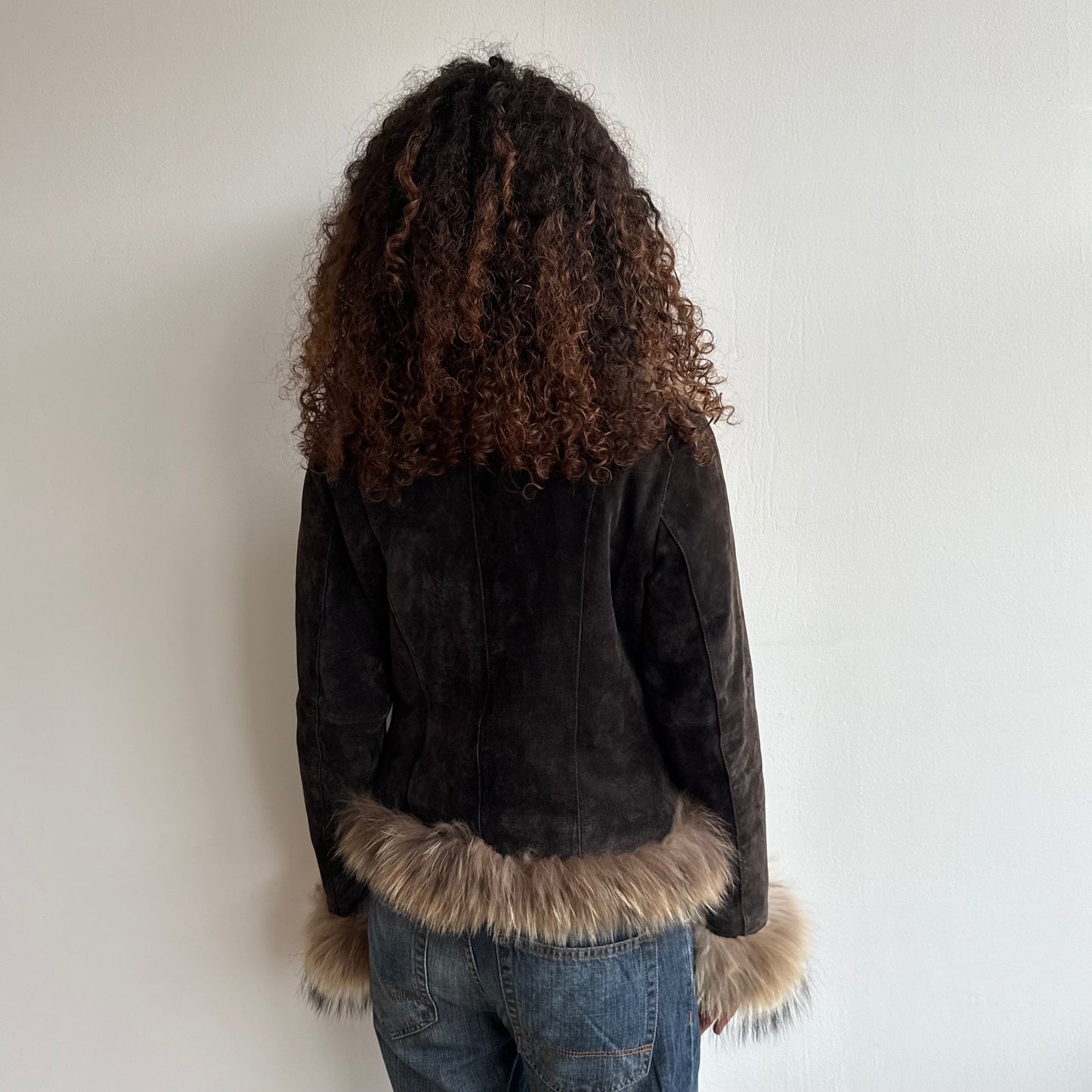 Brown suede fur afghan - Size M
