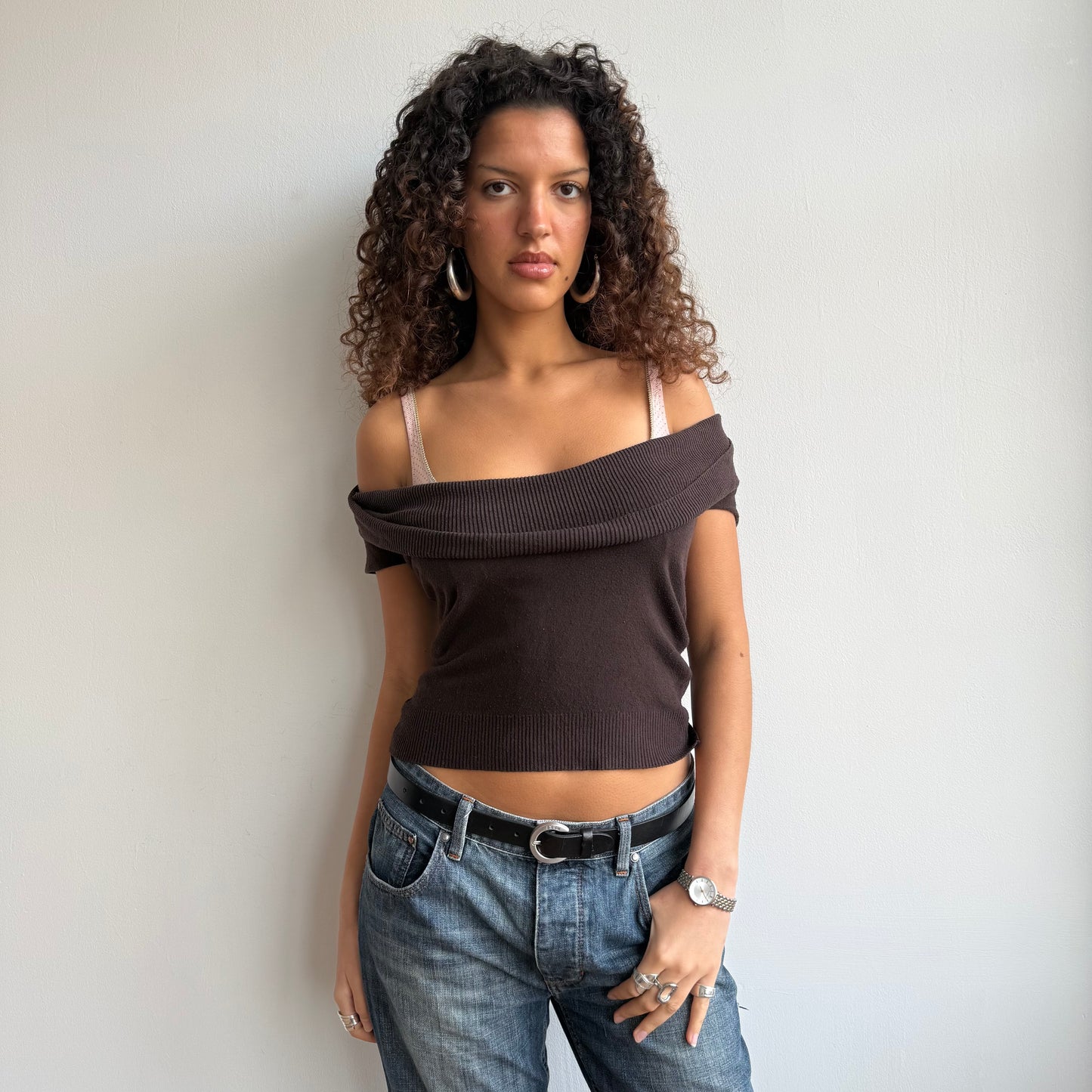 Brown cowl neck knit - Size S